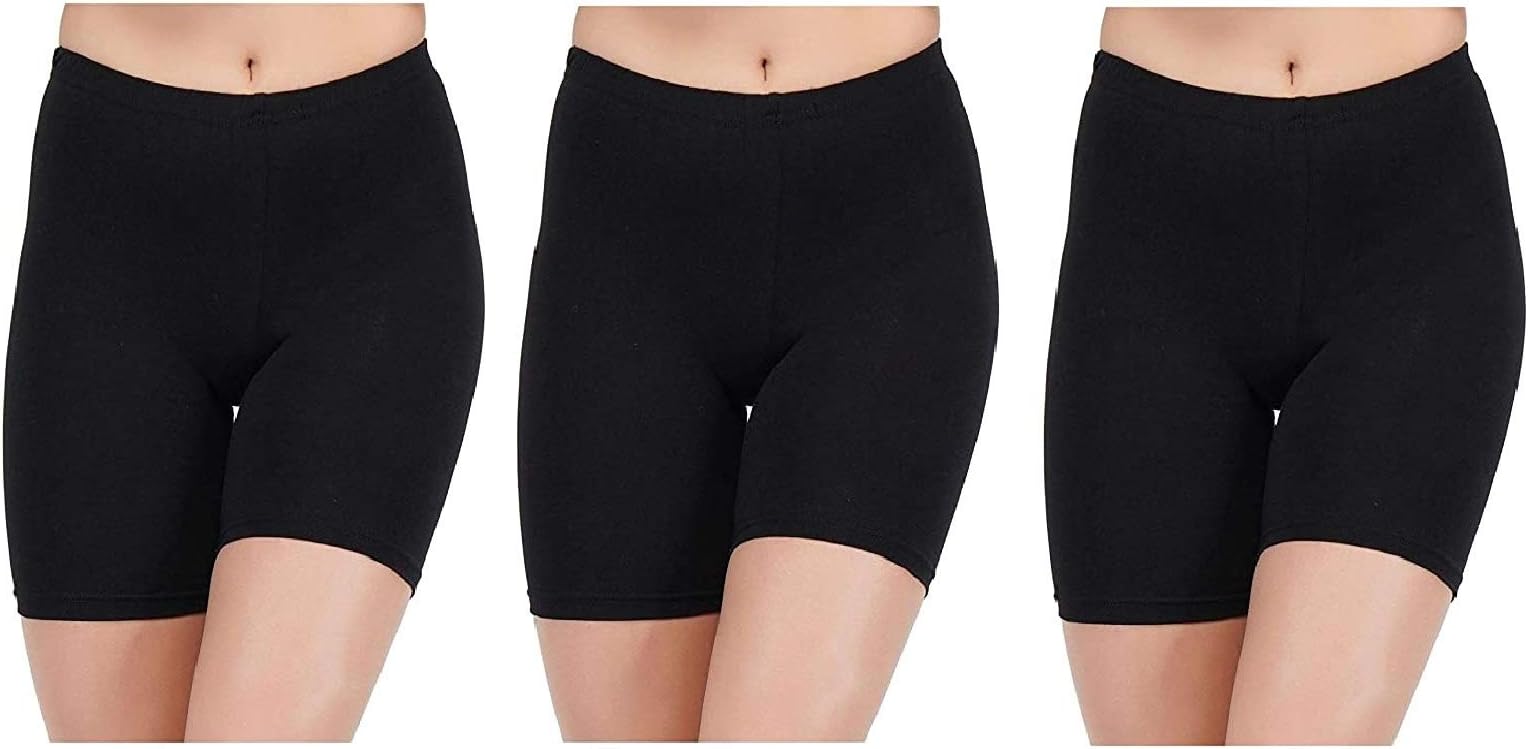 AJ FASHIONSSpandex Soft Cotton Lycra Cycling Shorts/Shorties | Soft and Skinny Cycling/Yoga/Casual Shorts for Girls/Women/Ladies - Pack of 3,6,9,12, Free One Pair Transparent Bra Strap