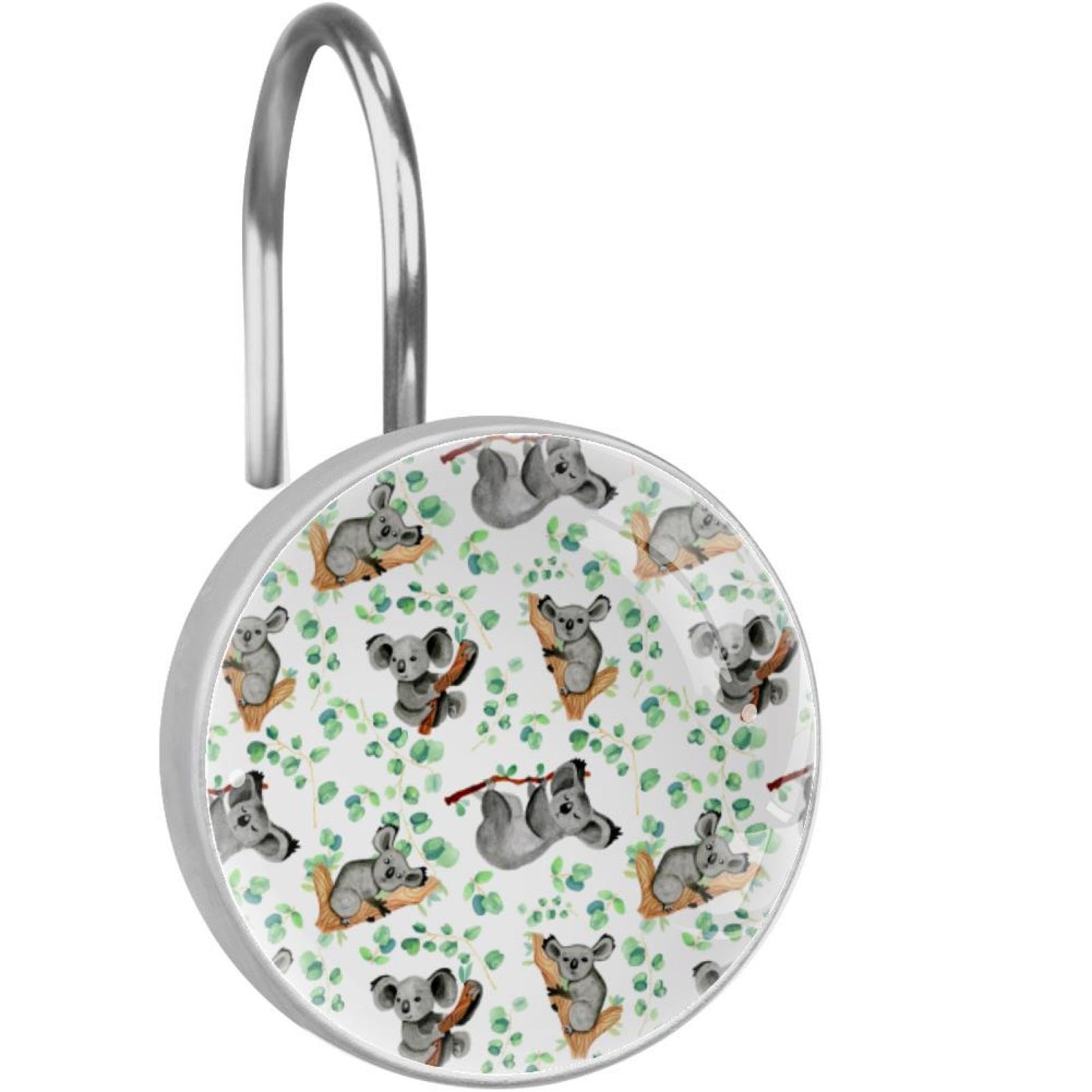 Crochets de rideau de douche koala acier inoxydable pour tringle salle de bain
