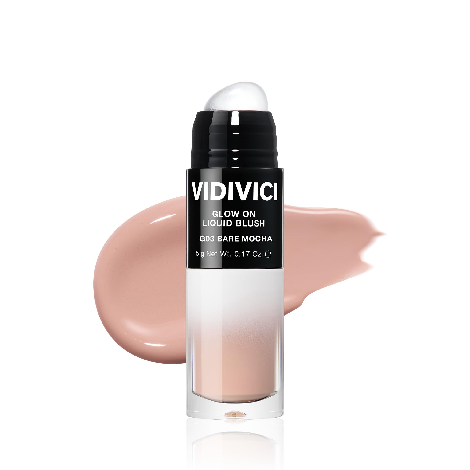 VIDIVICI Glow On Liquid Blush for Cheeks, Korean Beauty Buildable Formula, Natural Dewy Flush, Dual-Tip Silicone Applicator, 5g (0.17 Fl Oz) - Bare Mocha