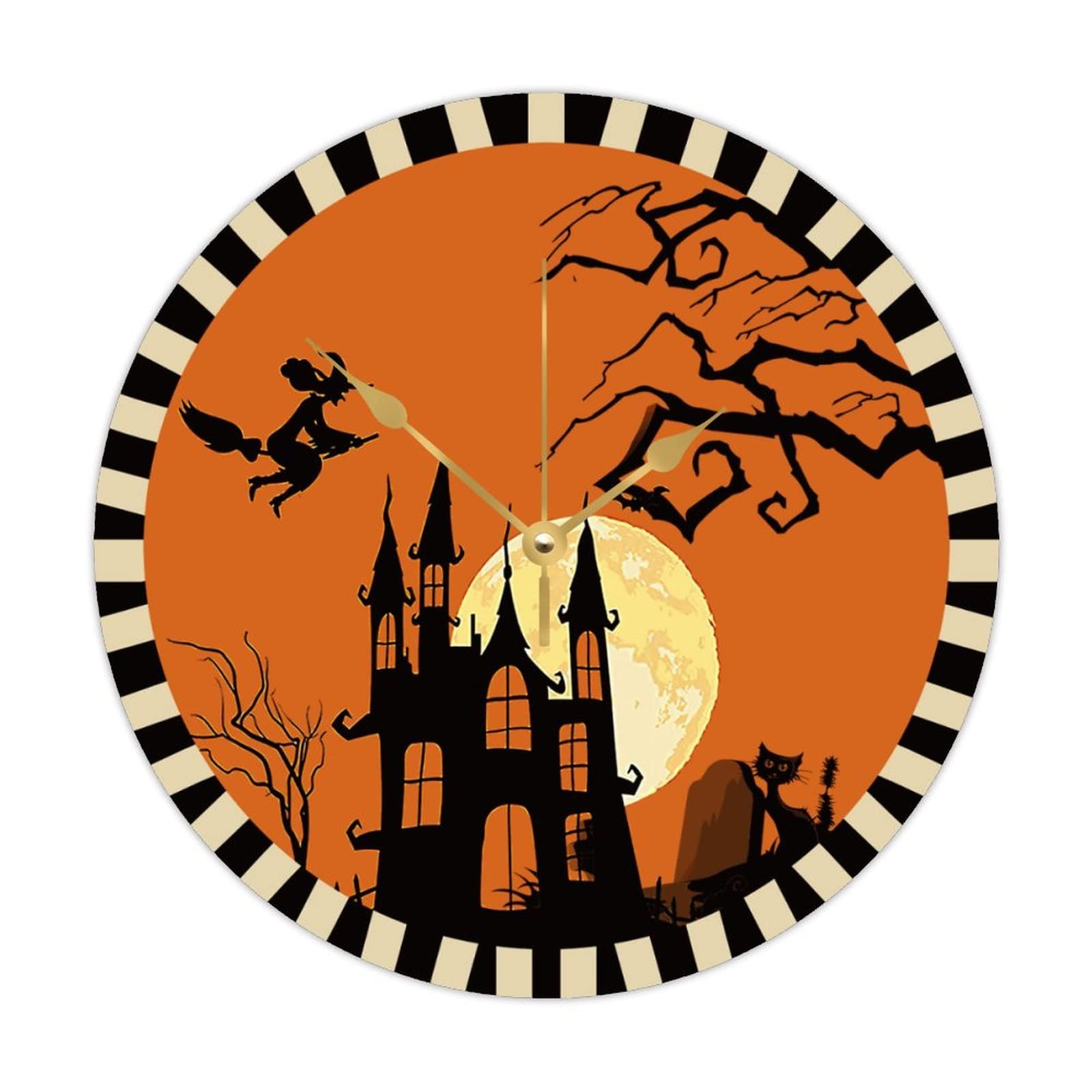 Horloge Halloween citrouille et feuilles d'automne pour embellir votre cuisine et maison