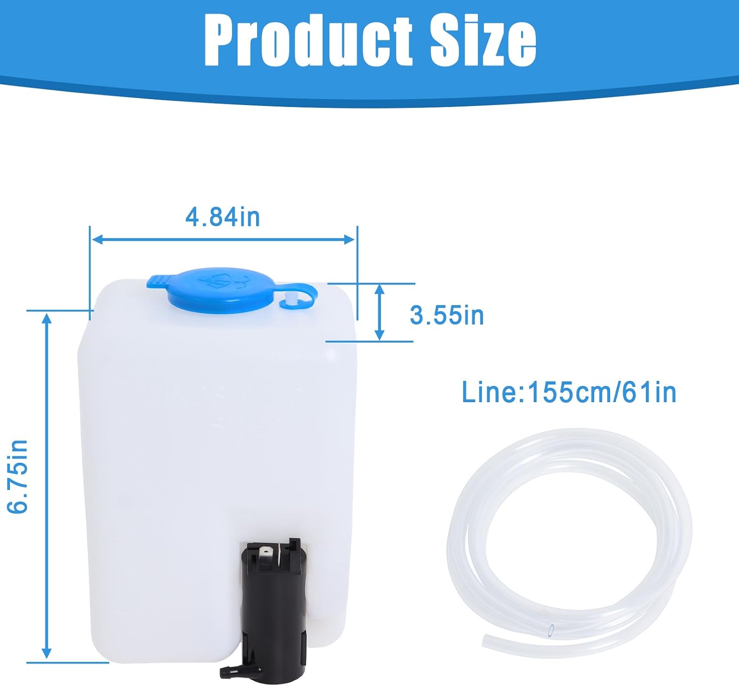 12V Car Windshield Washer Pump Universal Reservoir Kit 99300 Fluid Reservoir Tank Bottle with Pump