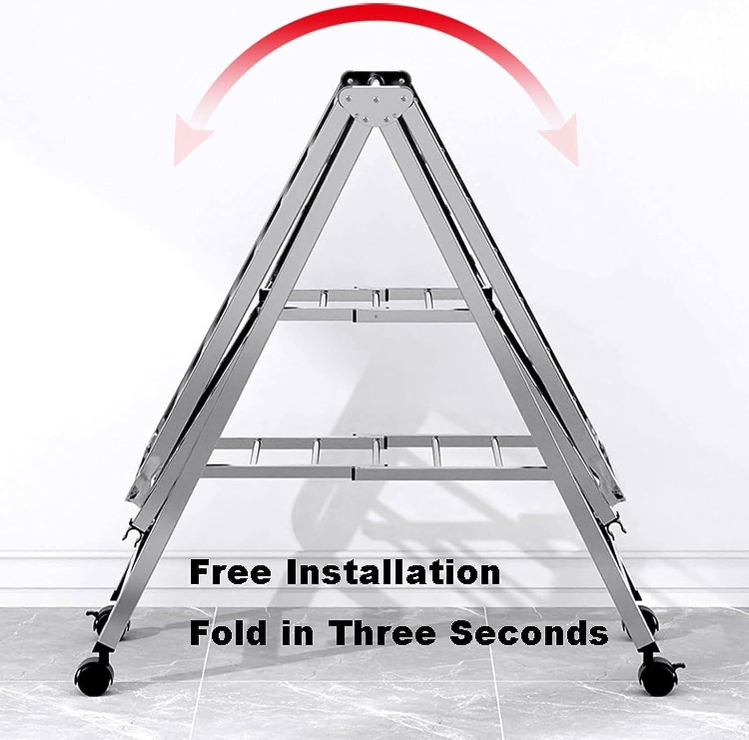 Foldable Space-Saving Clothes Rack Floor-Standing Clothes Rack Tripod Portable Rotating Clothes Rack，Heavy Duty Stainless Steel Foldable Clothes Drying Rack, Compact & Space-Saving for Indoo