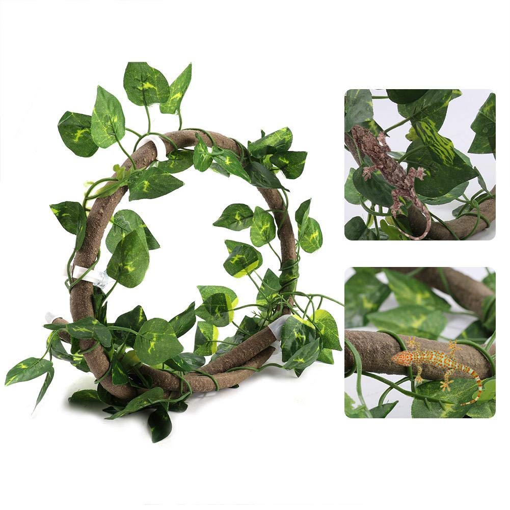 Sztuczna Pnącza dla Gadów z Przyssawkami, 100cm Rattan + 210cm Winorośl, Dekoracja Terrarium dla Kameleona i Gekona