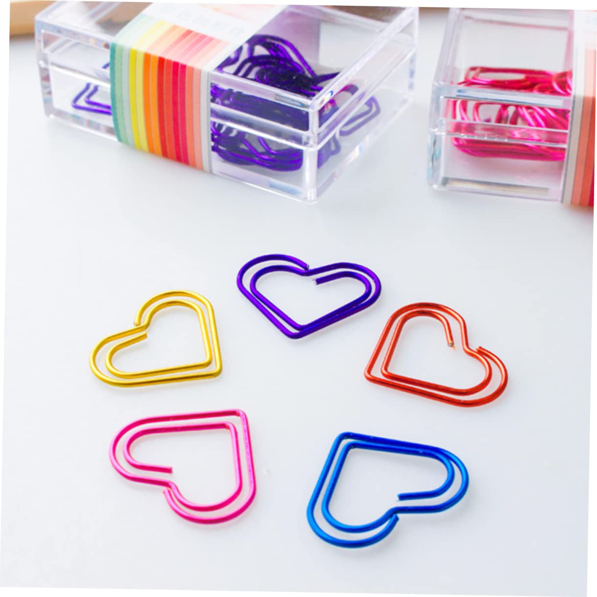 NUOBESTY 3 Set Di Fermagli Per Carta A Forma Di Cuore Segnalibri in Metallo Colorati Creativi Clip A S Rossi E Gialli 50 Pezzi * 3