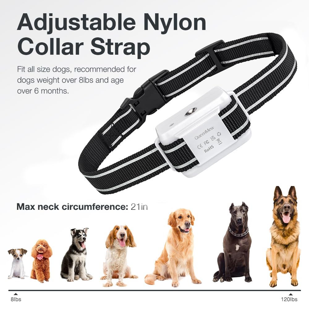 Bubbacare Collare Antiabbaio per Cani, Auto Collari Antiabbaio Ricaricabili Regolabile, Collare Anti Abbaio Sicuro Spruzzo e Vibrazione Efficaci per Cane Piccolo Medio Grande, Bianco