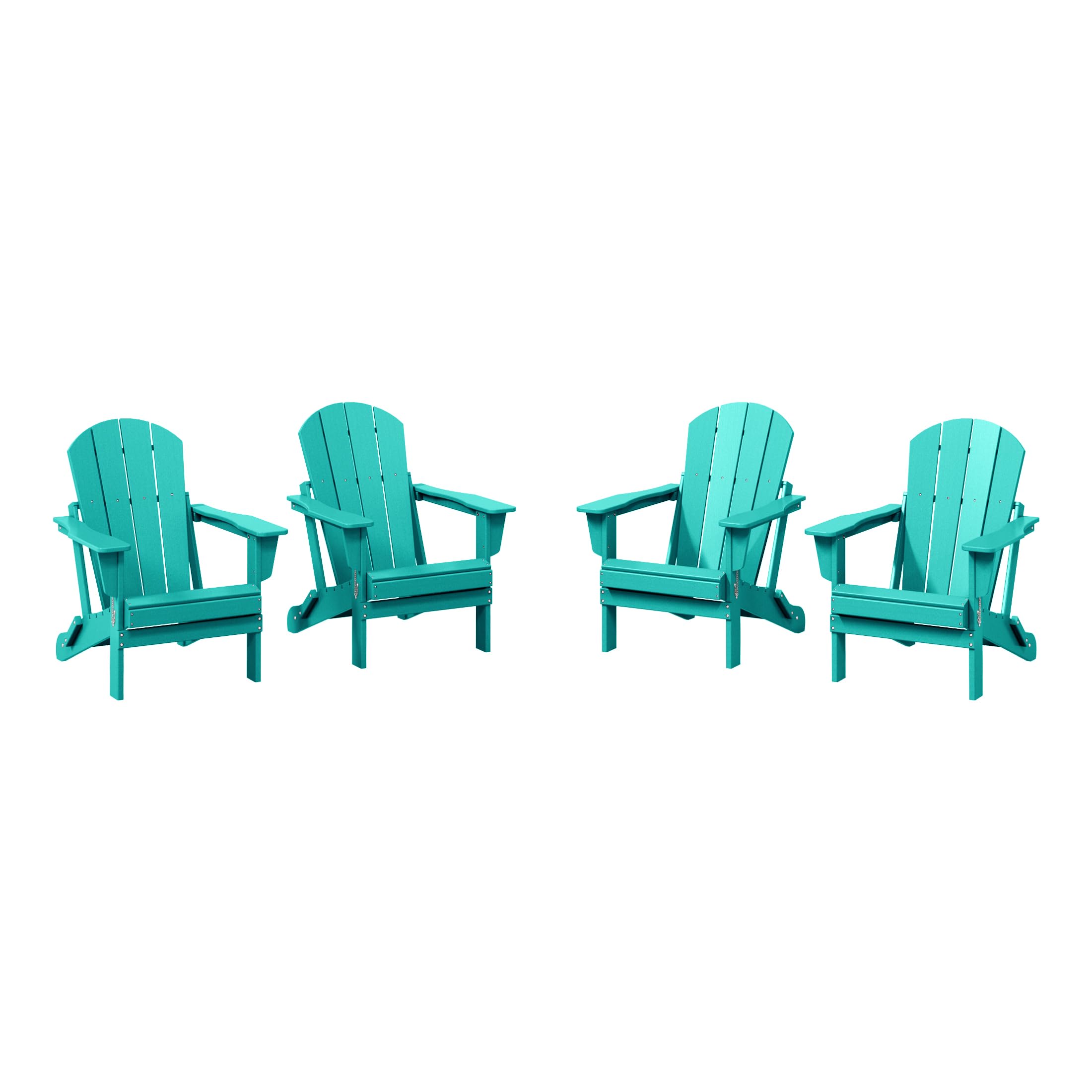 WestinTrends Malibu 4-Piece Set Outdoor Folding Poly Adirondack Chair Turquoise