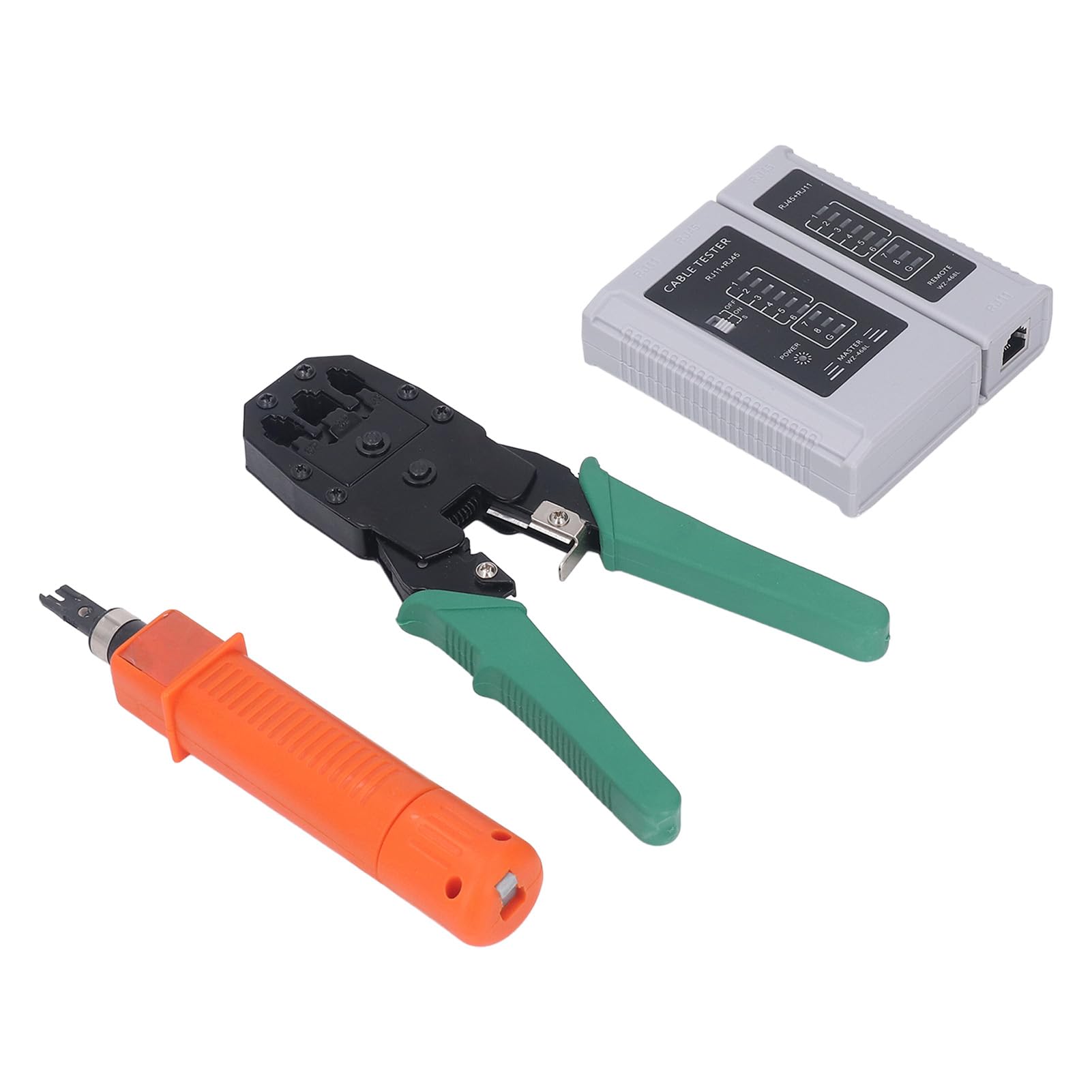 Omabeta Kit D'outils de Réparation de Réseau pour une Gestion Facile des Câbles, Ensemble de Sertisseuses RJ45 avec Dénudeur de Fil pour le Bureau et la Maison, Matériau en Acier 45#
