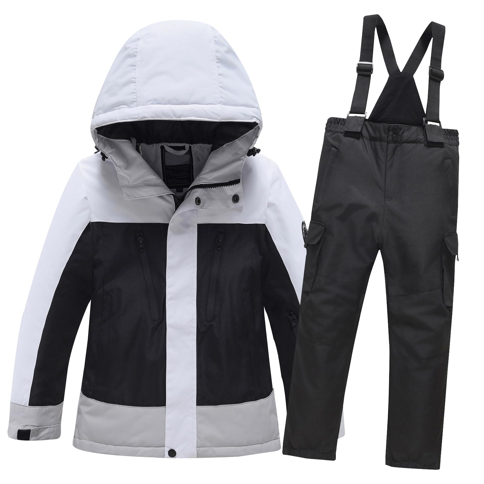 Conjunto de Traje de Esquí para Niños Niñas 2Piezas Chaqueta + Pantalones Traje de Nieve Grueso Cálido Impermeable Transpirable