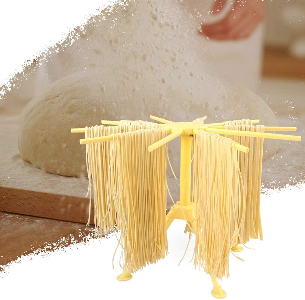 Suszarka do makaronu, suszarka do makaronu, stojak na makaron z 10 wysuwanymi szczeblami, zintegrowany pręt transportowy, składana suszarka do spaghetti, suszarka do makaronu