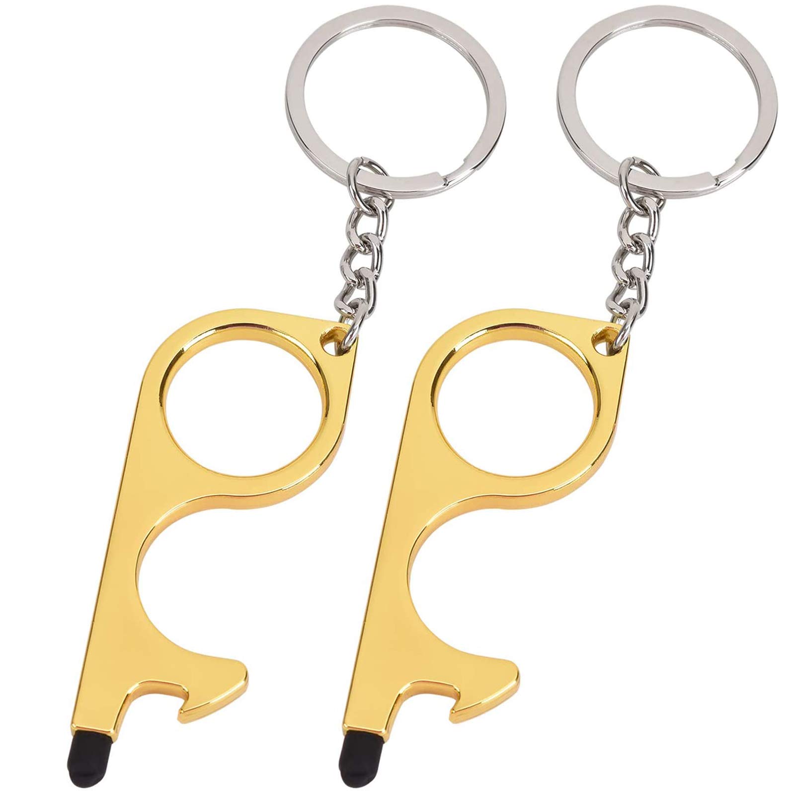 [2 PACK]-Linkbro Clean Key Portable Door Opener Tool & No Touch Hand Tool With Key Ring, All Avoiding Germs by Working on Touchscreens & Signature pads, Carrying shopping bags