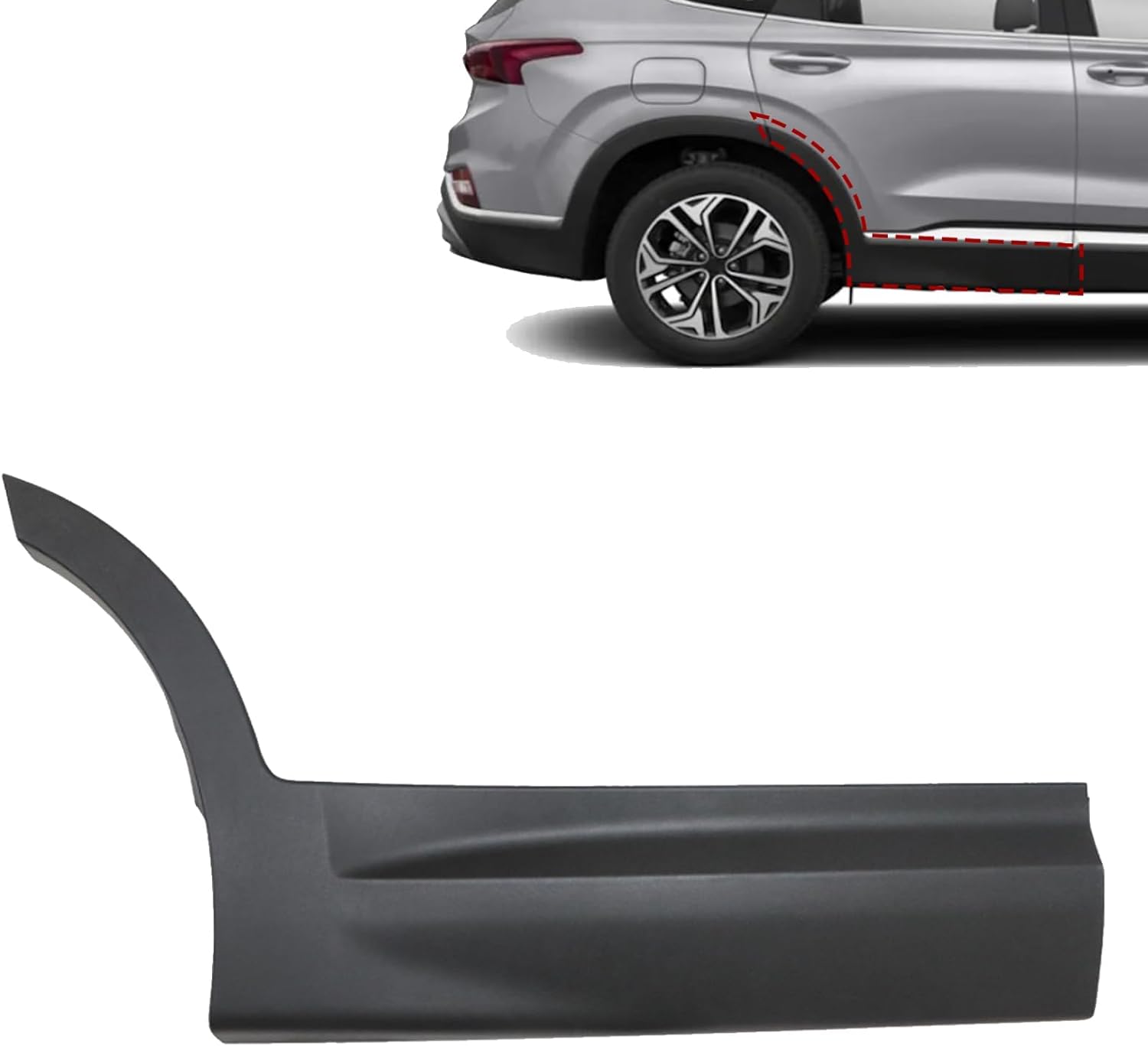 SecosAutoparts Door Molding Rear Passenger Compatible with Hyundai Santa Fe 3.3L 2013-2018 Replace# 87732-B8000CA, 87732B8000CA Rear Door Molding Right Side