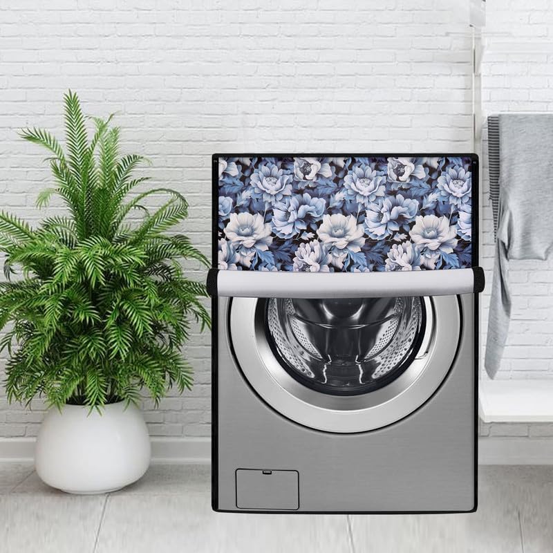 Image of PVC Fully Automatic Front Load Washing Machine Cover Compatible For IFB 7 Kg, 7.5 Kg, 8 Kg, 8.5 Kg, 9 Kg Dimension 62 D X 64 W X 86 H Centimeters, Blue.