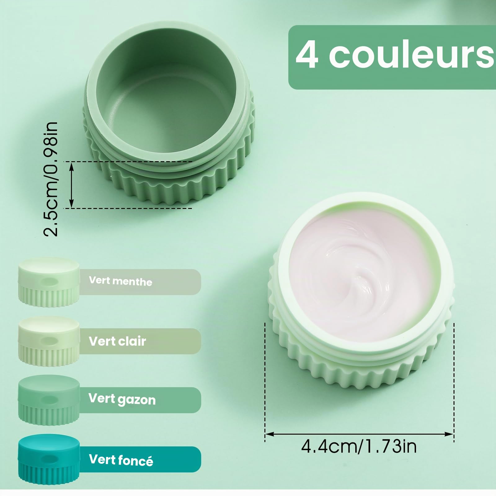 Lot de 4 boîtes cosmétiques rechargeables - 20 ml - En silicone - Pour articles de toilette - Anti-fuite - Avec couvercle - Pour le corps, la crème pour les mains, la lotion, les cosmétiques