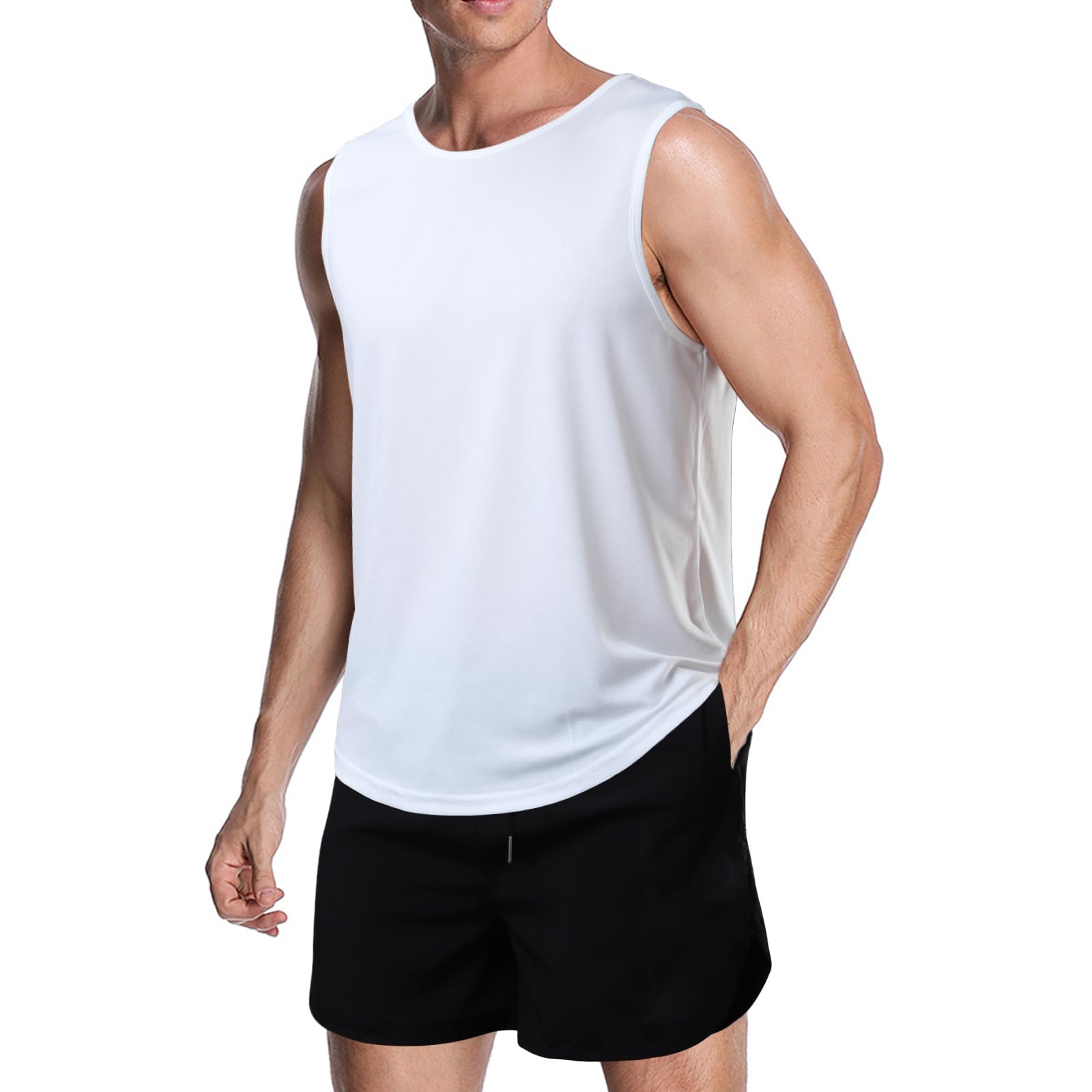 Meioro Camiseta de Tirantes para Hombre, Secado Rápido Respirable Gimnasio Chaleco, Entrenamiento Tank Top Sin Mangas, Culturismo Deportivo Músculo T-Shirt para Gym Gimnasio Running