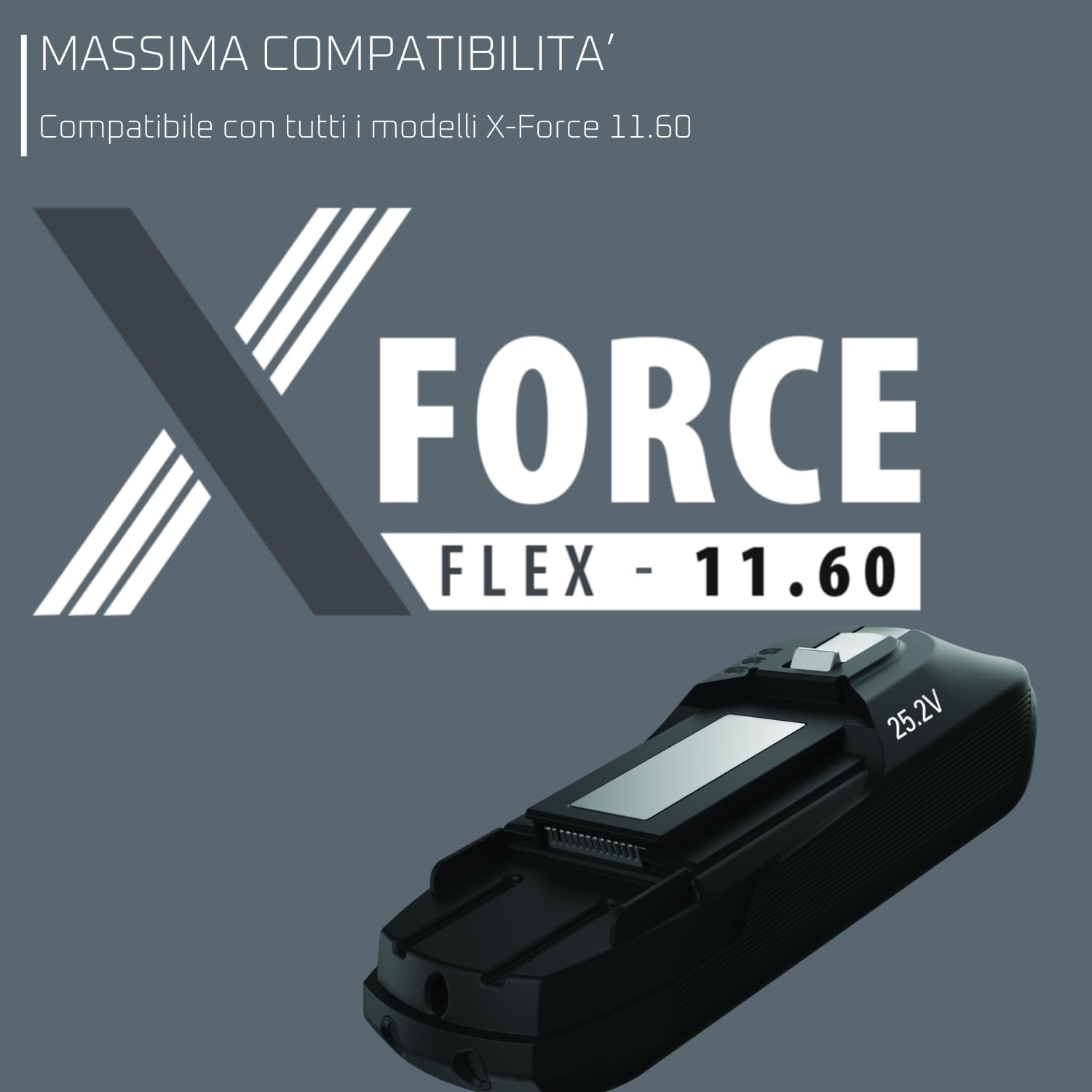 Rowenta ZR009701 Batteria agli ioni di litio, Per X-Force 11.60, 25,2 Volt, 45 minuti di esperienza di aspirazione in più, Nero/Grigio
