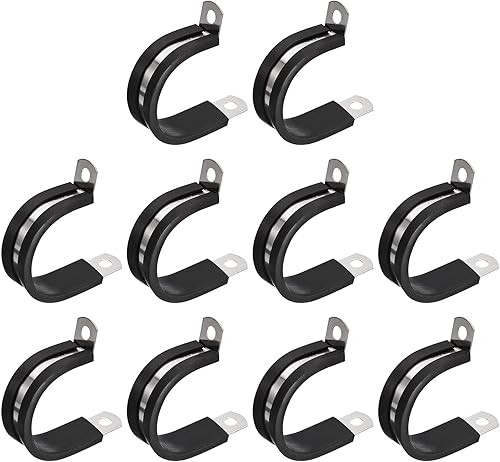 Miniatura 9 de uxcell Abrazadera de cable de 1-1/32 pulgadas (1.024 in) abrazadera de cable de acero inoxidable 304 Abrazadera aislada acolchada en forma de R