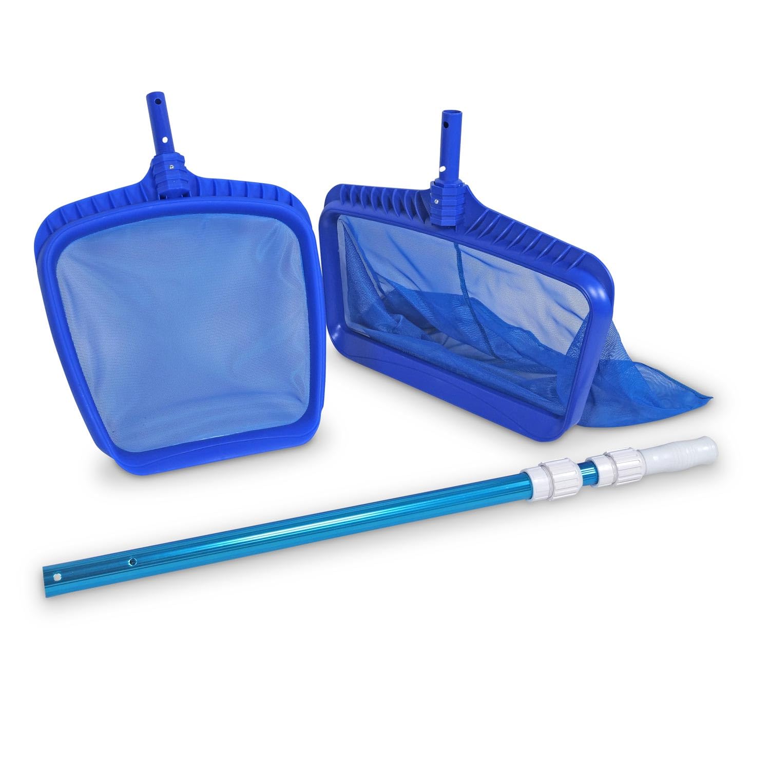 Boden- und Laubkescher Set inkl. Teleskopstange 60–180 cm - Poolkescher mit tiefem & flachem Netz - stabiles Aluminium - perfekt für Pool Teich & Schwimmbecken