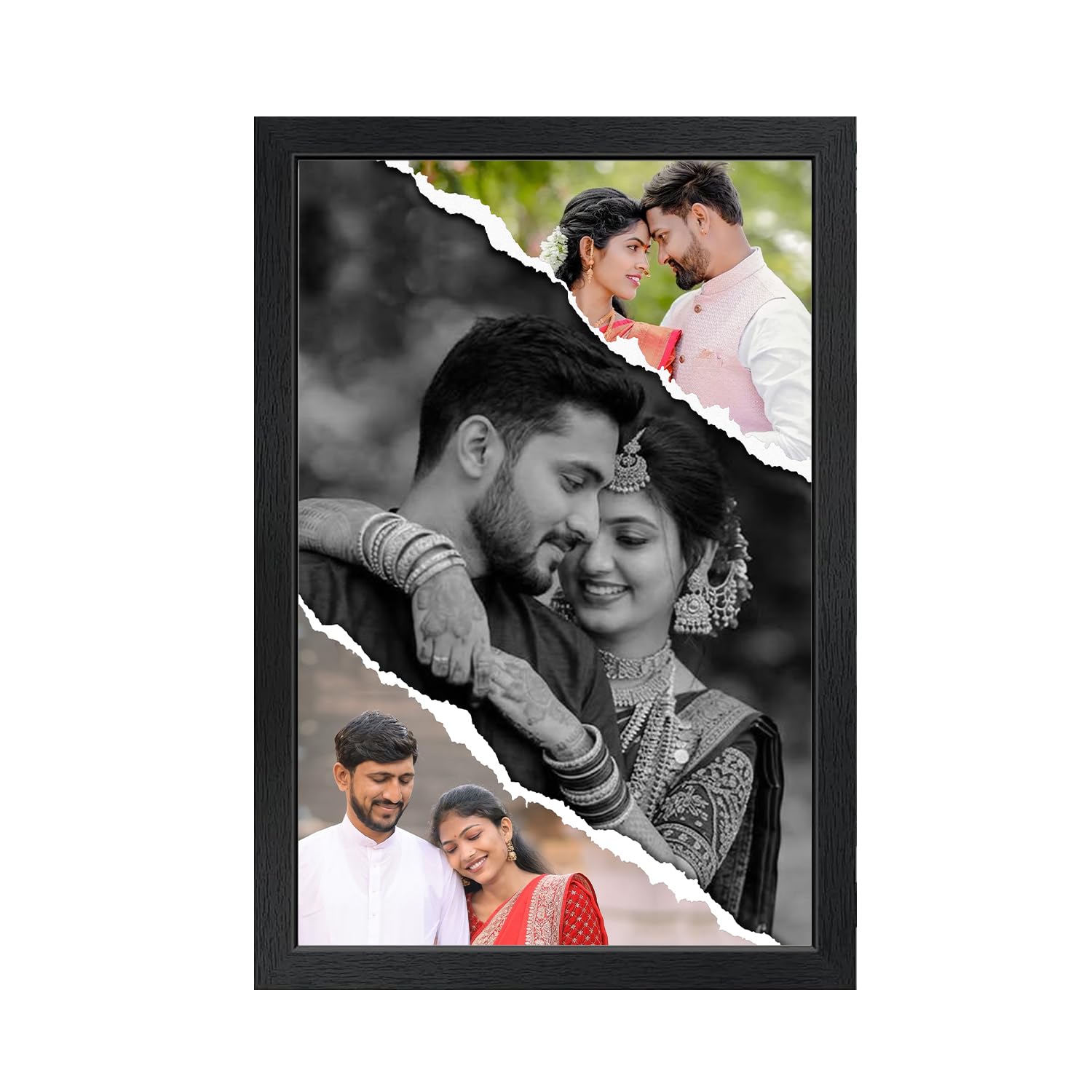 Customized Rectangular Wood Photo Frame with Sparkal Lamination | Personalized Wall Picture Frame for Birthday, Wedding & Gifts | Black Wooden Frame | 12 x 18 Inch-image-10