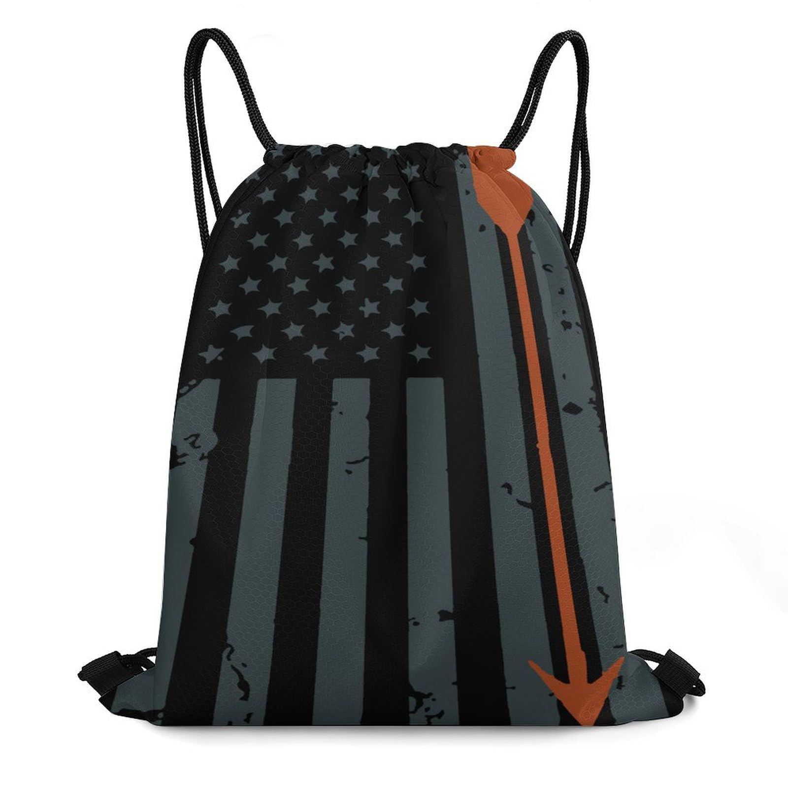 Red Archery Arrow Distressed Flag Drawstring Backpack Durable Sport Gym Bags Daypack for Men Women 35 * 42cm
