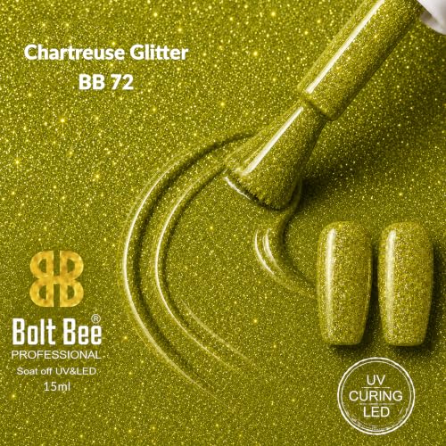 Image of BOLT BEE 15ML Gel Nail Polish 1Pc Clear Pink Glitter Nail Polish Soak Off UV LED Nail Gel Polish Nail Art Starter Manicure Salon DIY at Home, 0.5 OZ (1) (72)