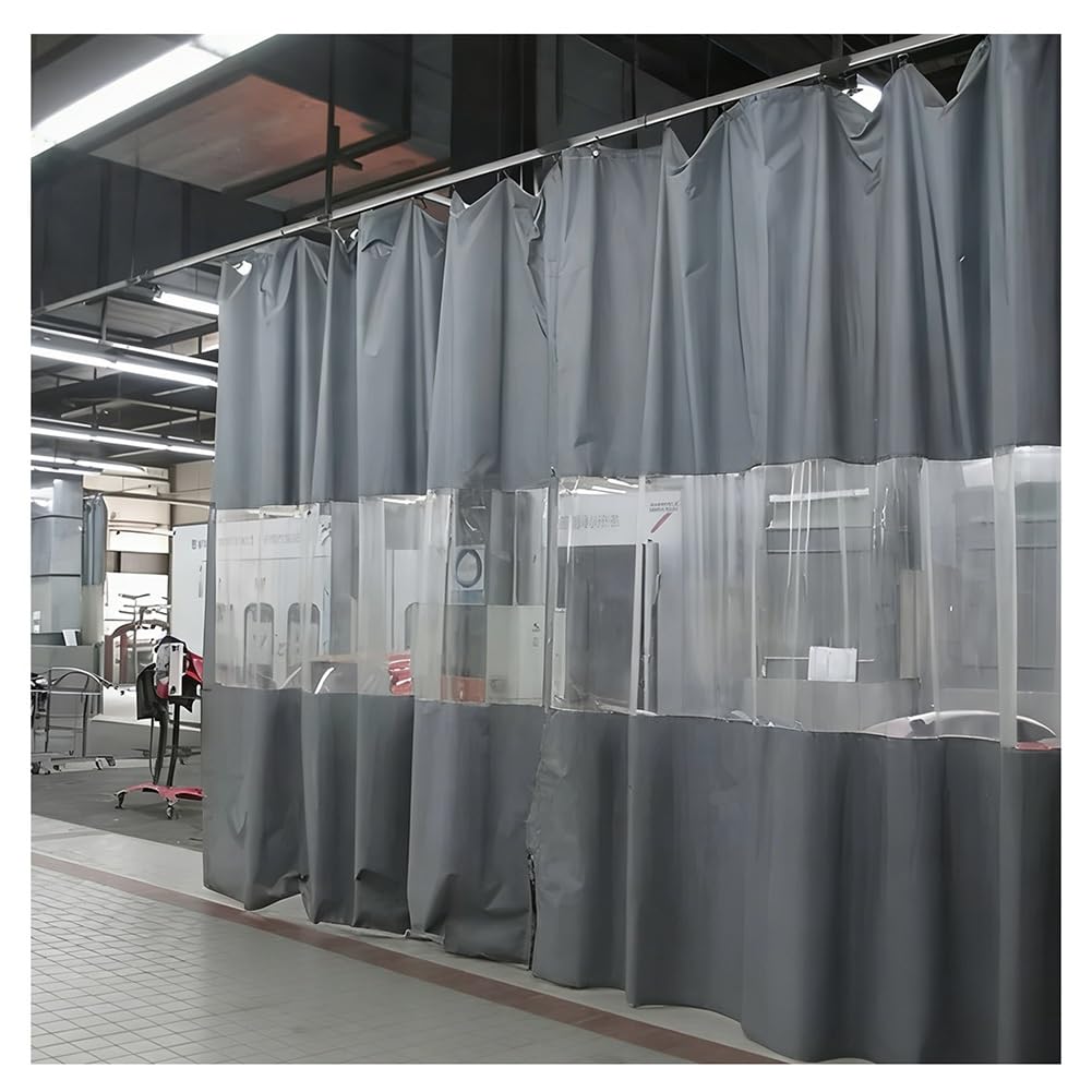 GJMSSMY Garage Divider Curtains for Work Areas, Industrial Wash Bay Curtains with Rustproof Grommets, Outdoor Patio Waterproof Vinyl Partition for Pergola Balcony Porch(Gray,1.5x2.5m/4.9x8.2ft)
