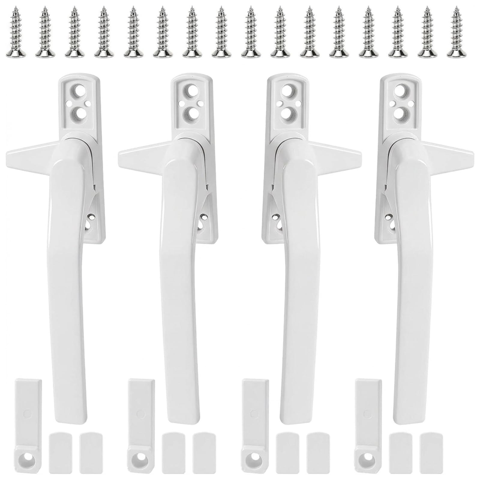 UPVC Window Handle, 4-Piece Set of Window Handles for UPVC Windows, Secure Locking Mechanism for Home Safety, Durable White Window Handles for Multiple Window Types