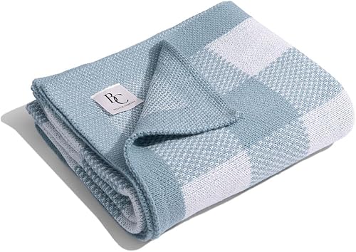 Bellis & Company - Manta de bebé cálida y acogedora con estampado de guinga, ropa de cama neutral minimalista para niños, niñas, cuna, manta de