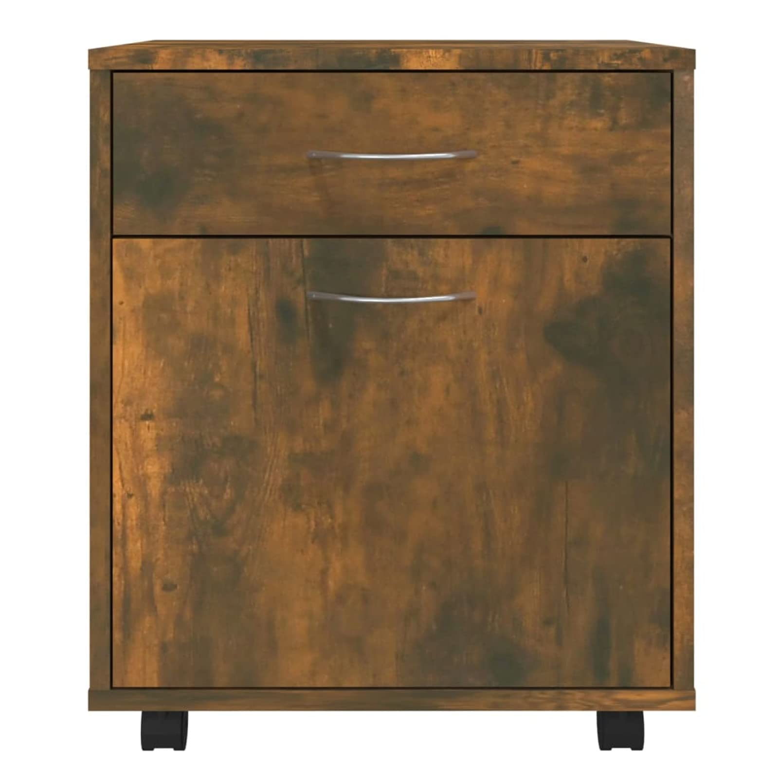 Armadietto con Ruote Rovere Fumo 45x38x54 cm Legno Multistrato,Carrello Porta Stampante, Mobiletto con Ruote, Supporto per Stampante in Legno, Classificatore per Documenti per Studio, Ufficio