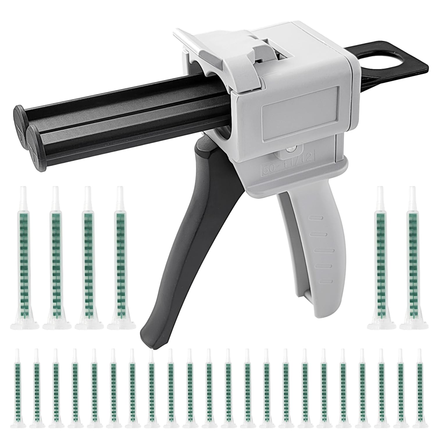 Set di Pistola per Colla, AB Pistola Erogatrice 1:1, Pistole per Silicone per DIY, con 50 Tubi di Miscelazione F08, Pistola per Colla per Decorazione Regalo, 50 ML Pistola per Colle Bicomponente