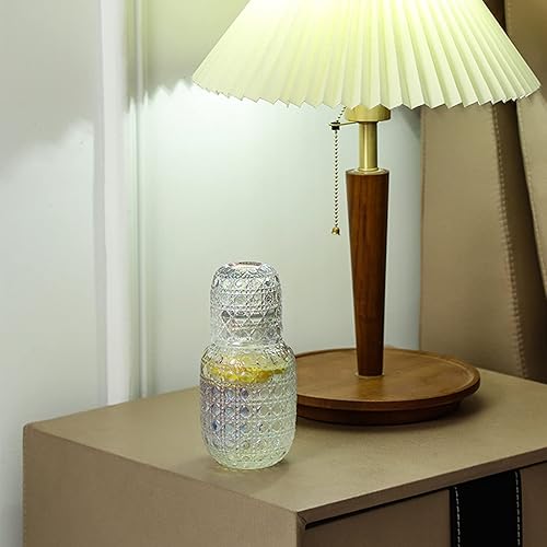 Miniatura 4 de JASREE Jarra de agua vintage para mesita de noche con vaso jarra de cristal de 148 onzas con taza jarra de jugo transparente botella de decantador