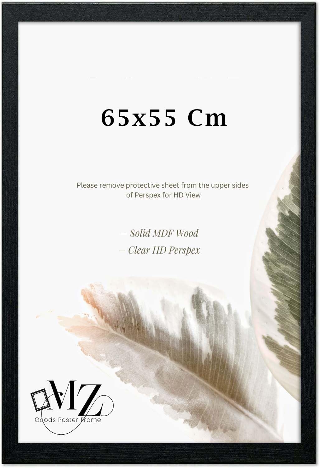 Mz Goods Black Modern Mdf Wooden Wide Frame | 65X55 Cm Poster Frames Durable Sleek Acrylic Front | Jigsaw Puzzle Picture Frames Large Art Display For Home & Office Décor