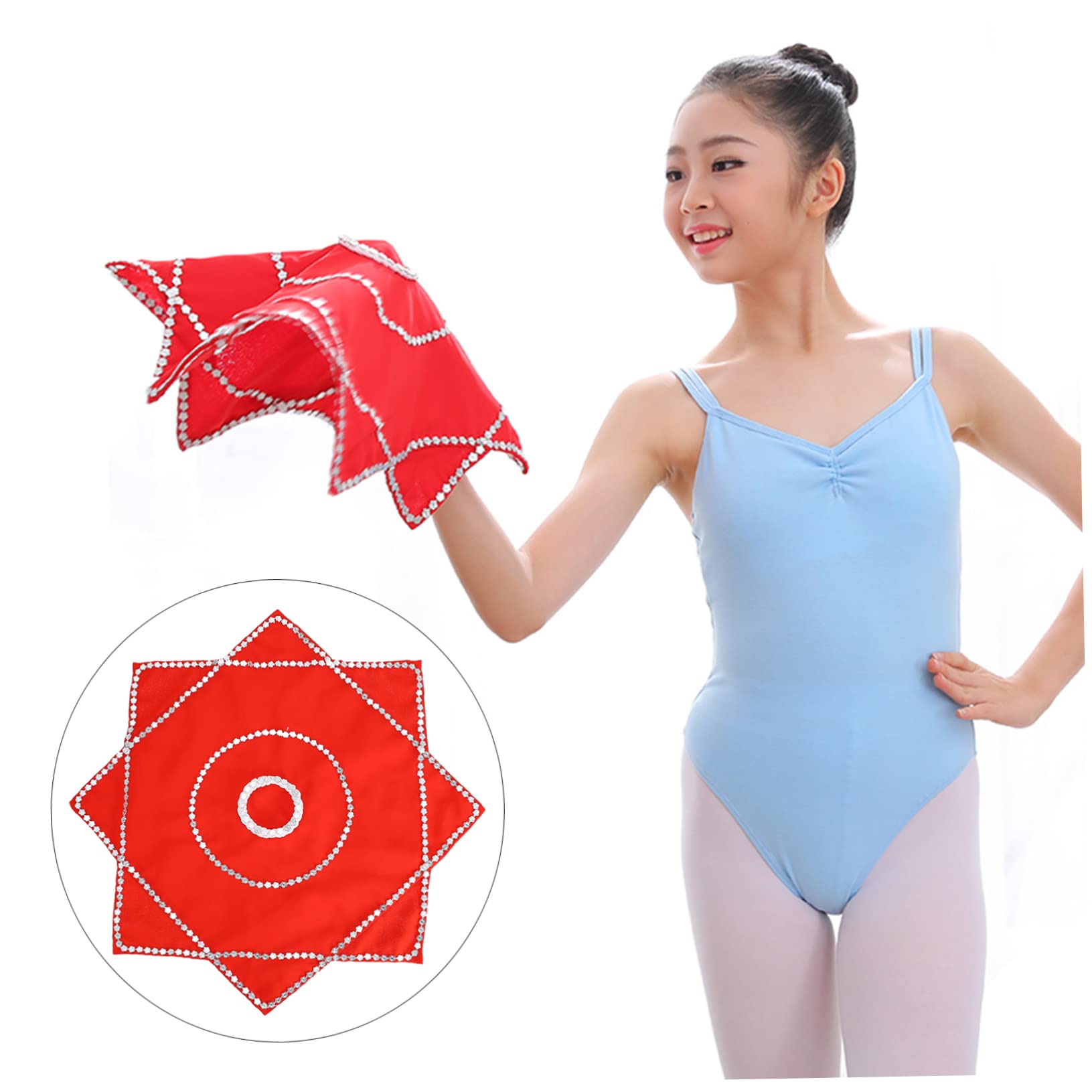 Tomaibaby Pañuelo de Danza Toalla Octogonal Pañuelo Rojo Chino para Malabares Cuadrados Escenario Rendimiento Prop
