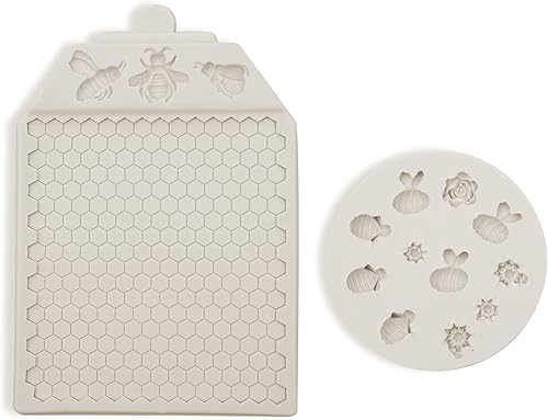 Miniatura 9 de MUYULIN Moldes de fondant de panal de abeja, molde de silicona para decoración de pasteles, suministros de dulces de abejorro para hornear pasteles,