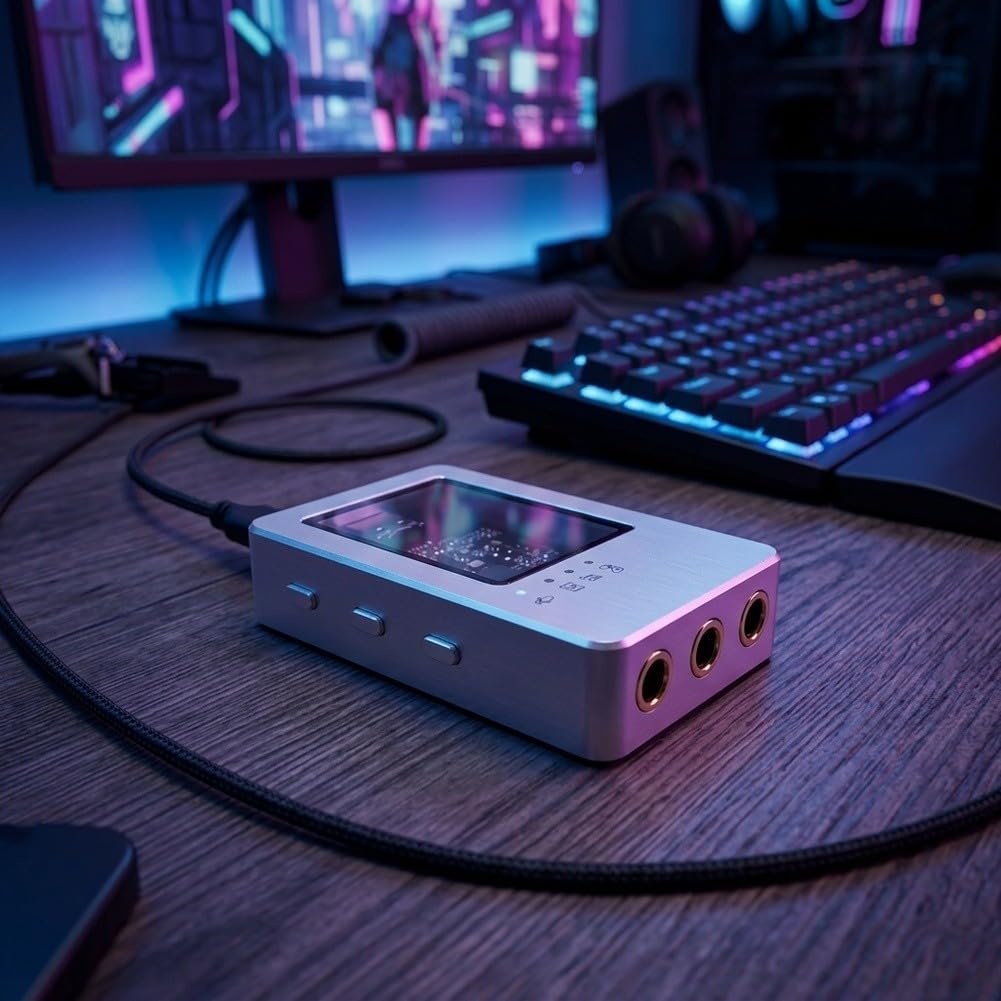 Adaptador de Sonido para usb-c 7.1 para Gaming y PC Adaptador(Black)
