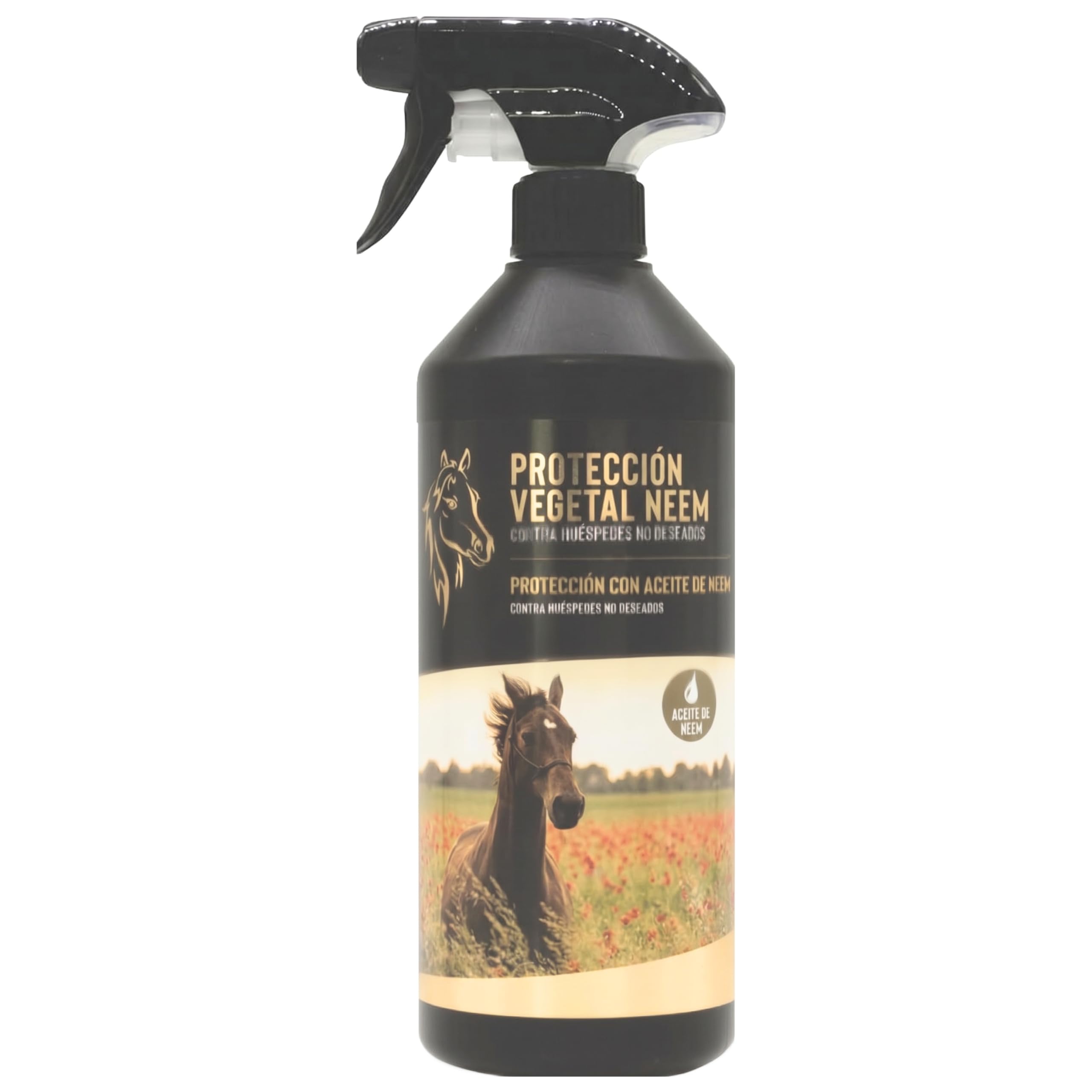 Spray Protección Natural con Aceite de Neem, 750ml - Repelente Pulgas, Tábanos, Moscas, Avispas Garrapatas, Mosquitos y Otros Parásitos y Insectos - Antimoscas para Caballos, Linea 101
