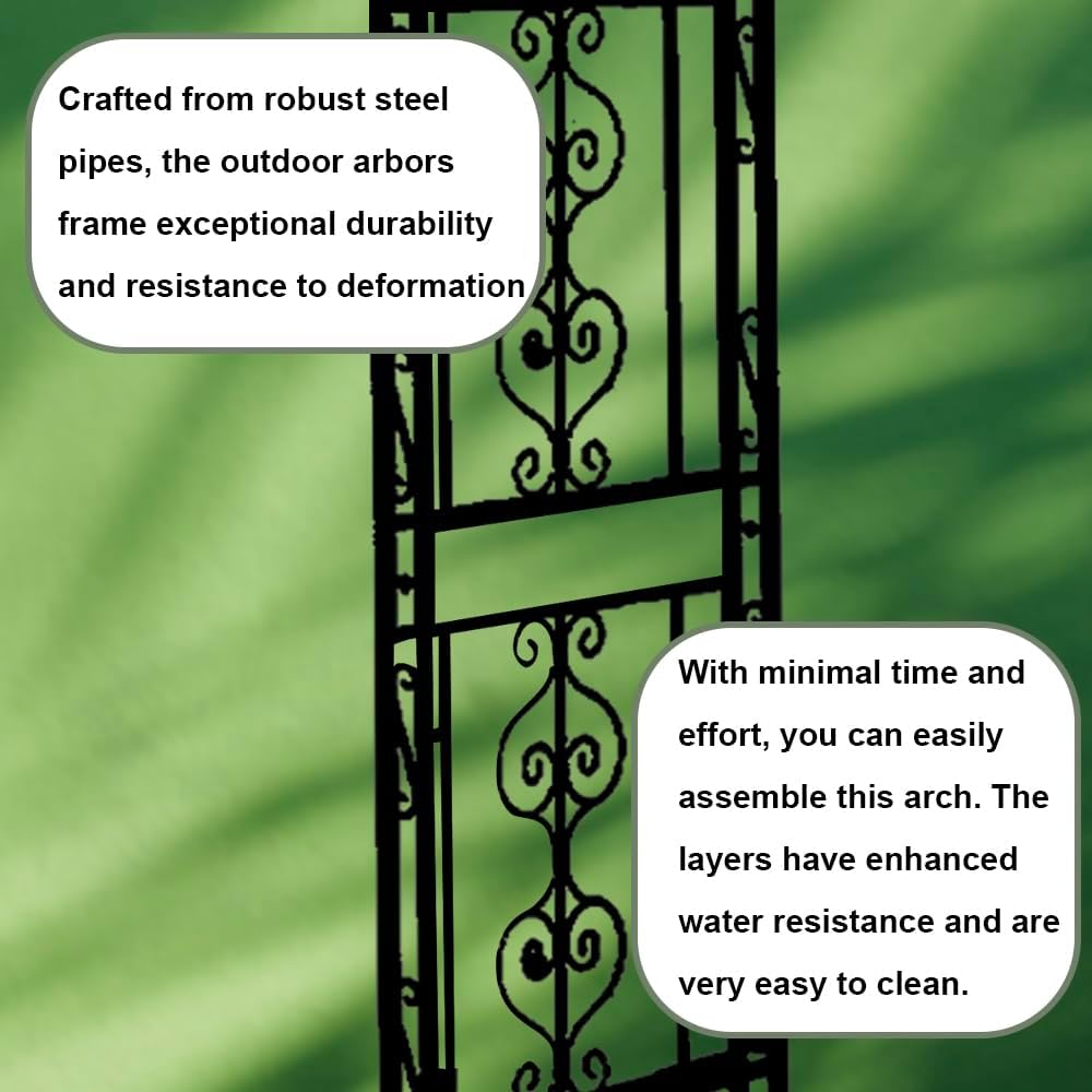 Teabelle Metal Garden Arbor Trellis, Black Arch for Climbing Plants, Wedding Outdoor Arch for Ceremony, Flowers and Plants Support Structure Stand for Lawn Patio Backyard Decoration