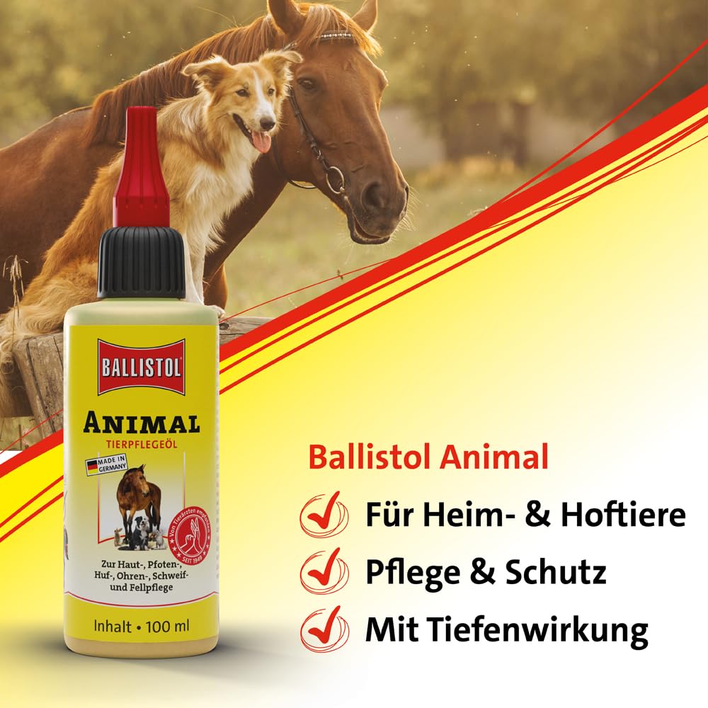 Ballistol Unisex – Erwachsene Animal Tierpflege-Öl 500ml Dose, Farblos, 6 Stück | Flüssiges Tierpflegeöl, Huf-, Schweif- und Fell-Pflege für Hund, Katze, Pferd, Hof- & Haustiere, Hof