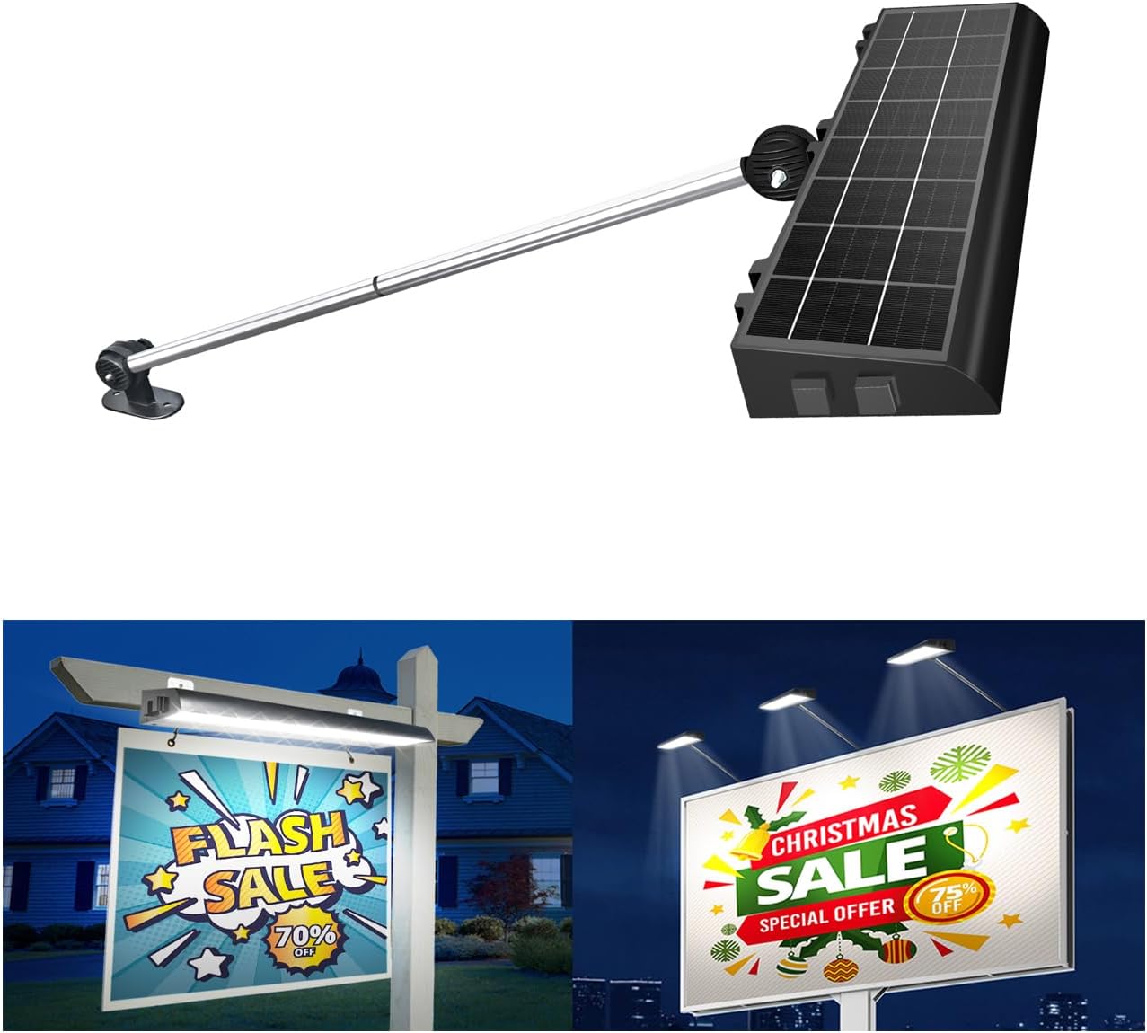 Solar Sign Light, 232 Leds Commercial Billboard Lights for Bussiness,Waterproof Outdoor Sign Lighting for Real Estate Signs, Business, Advertisement, High Way (black)