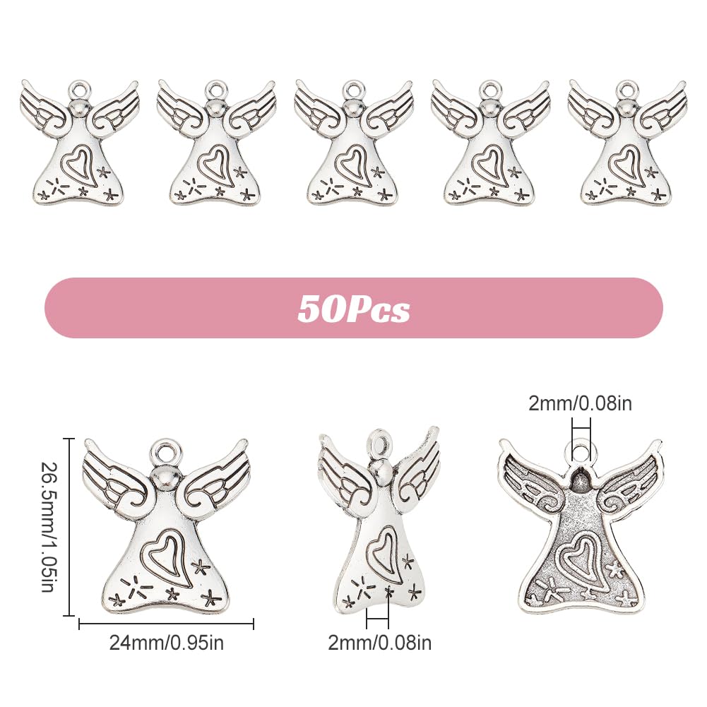 51 Breloques Pendentifs Ange Fée Style Tibétain - Alliage Argent Antique - Création Bijoux DIY