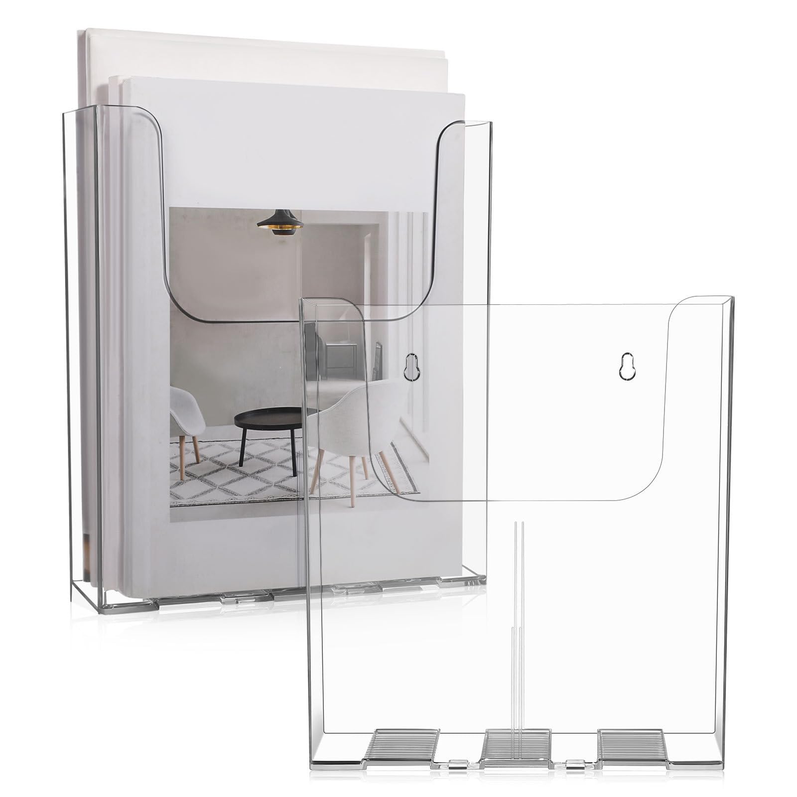 minkissy 2 Piezas Soporte de Pared para Acrílico Transparente Folletos A4
