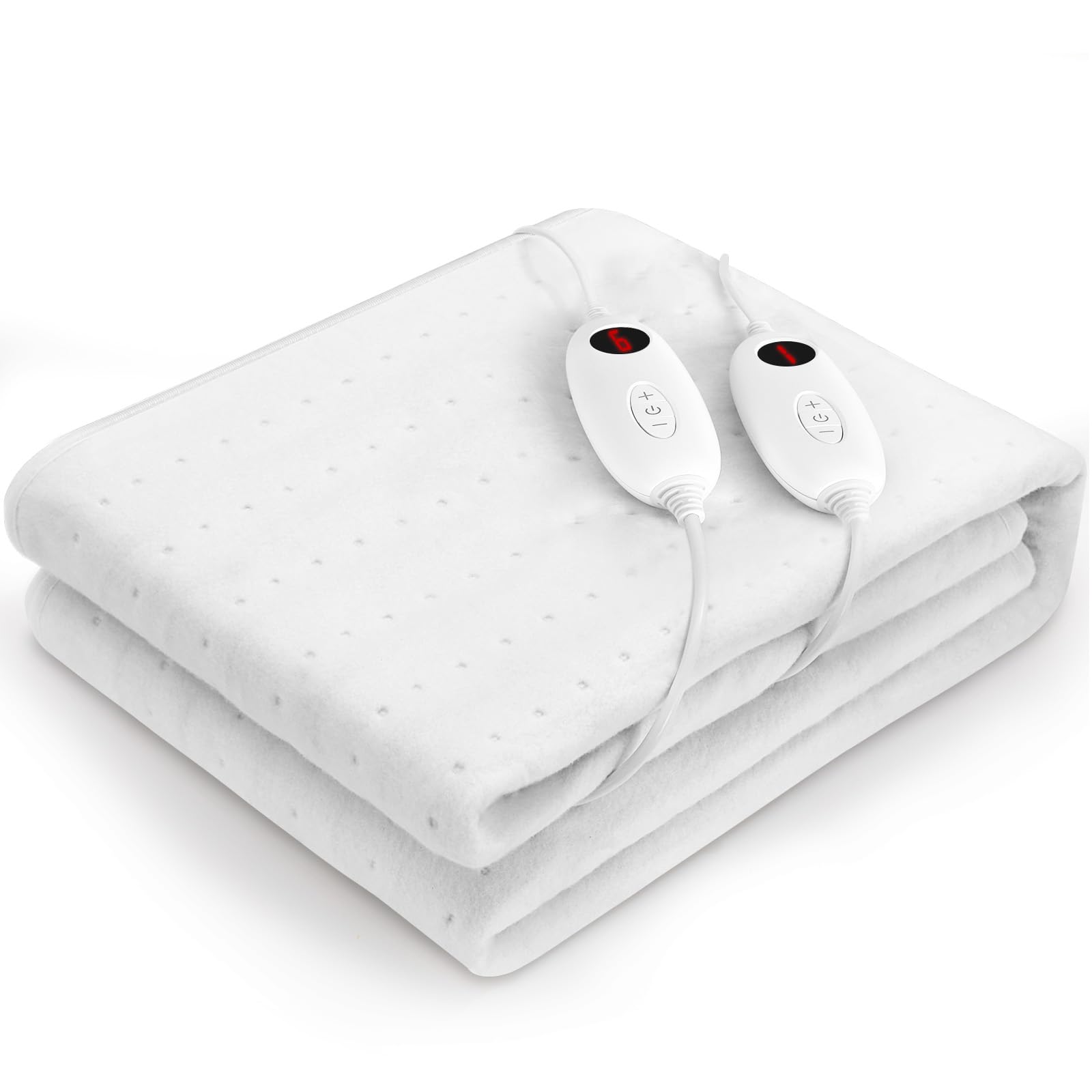 Clevich Surmatelas chauffant 190 x 140 cm - Double 2 x 100 W - Lavable en machine - Avec arrêt automatique de 8 heures - 6 niveaux de température - Double contrôleur amovible