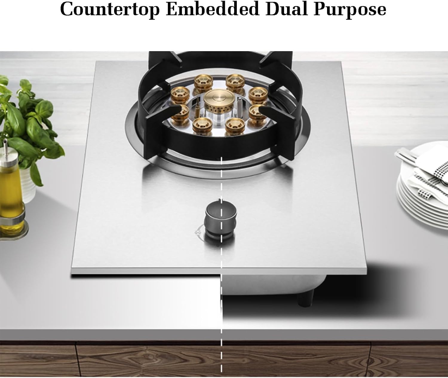 Gas Stove 1 Burner,Portable 5.5KW Cooker,Gas/LP Conversion,Stainless Steel Catering Indoor Regulators,with Flameout Protection,for Home Kitchen(LPG)