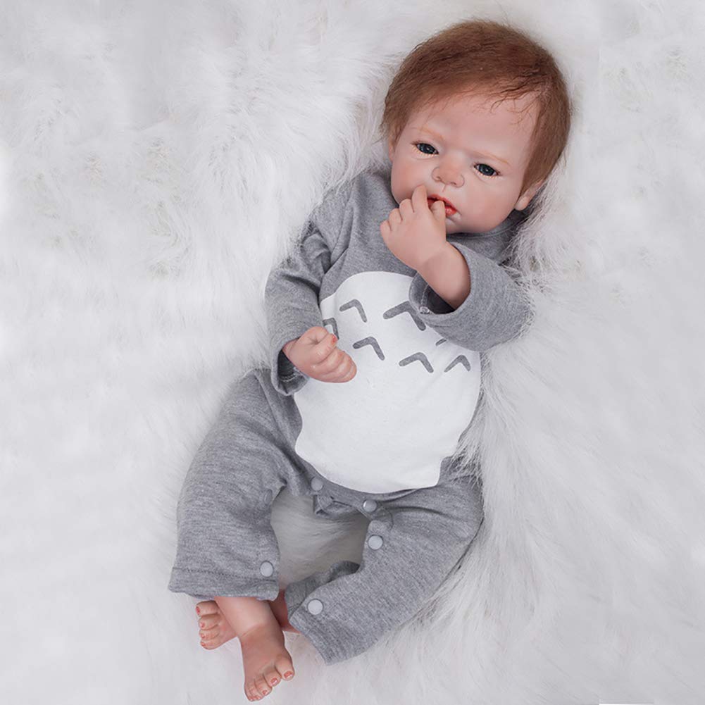 Life Like Baby Reborn Dolls Boy Silicone Full Body 22 inch 55cm Real Toddler Bebe Doll Can Bath with Bottle Toy, Magnet Pacifier,Clothes,Puppet Toy Safety Tested for 3+ (EN71 Certification)