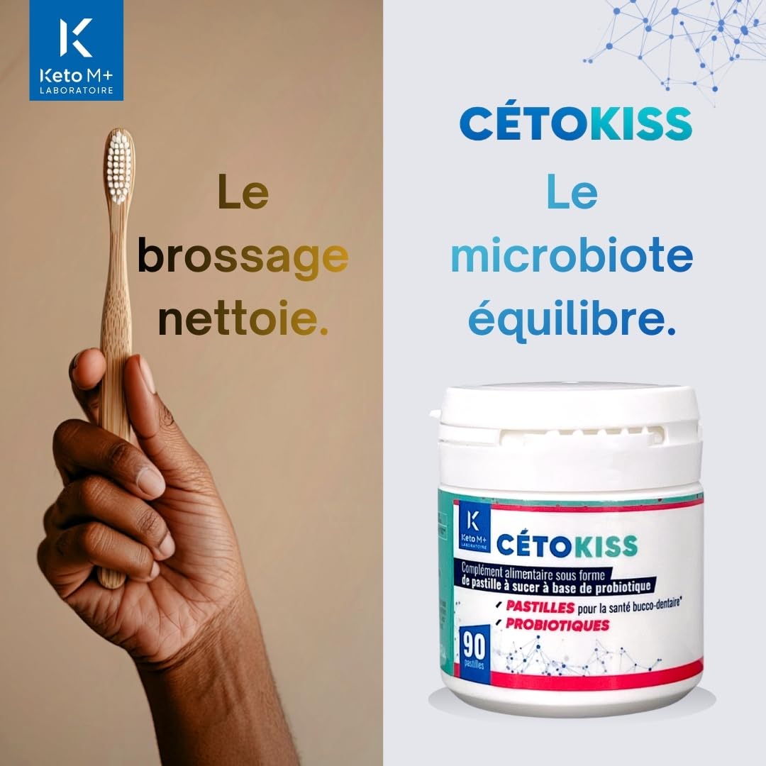 CETOKISS® Probiotique Bucco-Dentaire Menthe | 1 Milliard UFC HOWARU® | Haleine Fraîche & Gencives Saines | Sans Sucre | 90 Pastilles - Cure 3 Mois | Équilibre de la Flore et du Microbiote Buccal