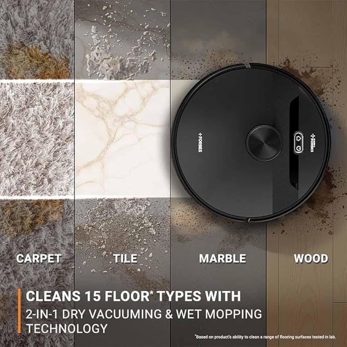 Image of Vacuum Cleaner, Black, LiDAR Navigation 3.0, Auto Dust Disposal, 4L Bag, App Control, Battery Powered (2nd Gen 9000Pa Suction Home Mapping Nuo)