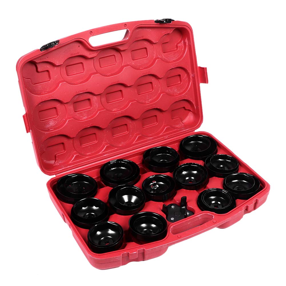 Kikumi Juego de 30 Llaves para Filtro de Aceite, Juego Profesional de Vasos de Filtro de Aceite, Kit de Herramientas de Extracción de de con Adaptador de Accionamien