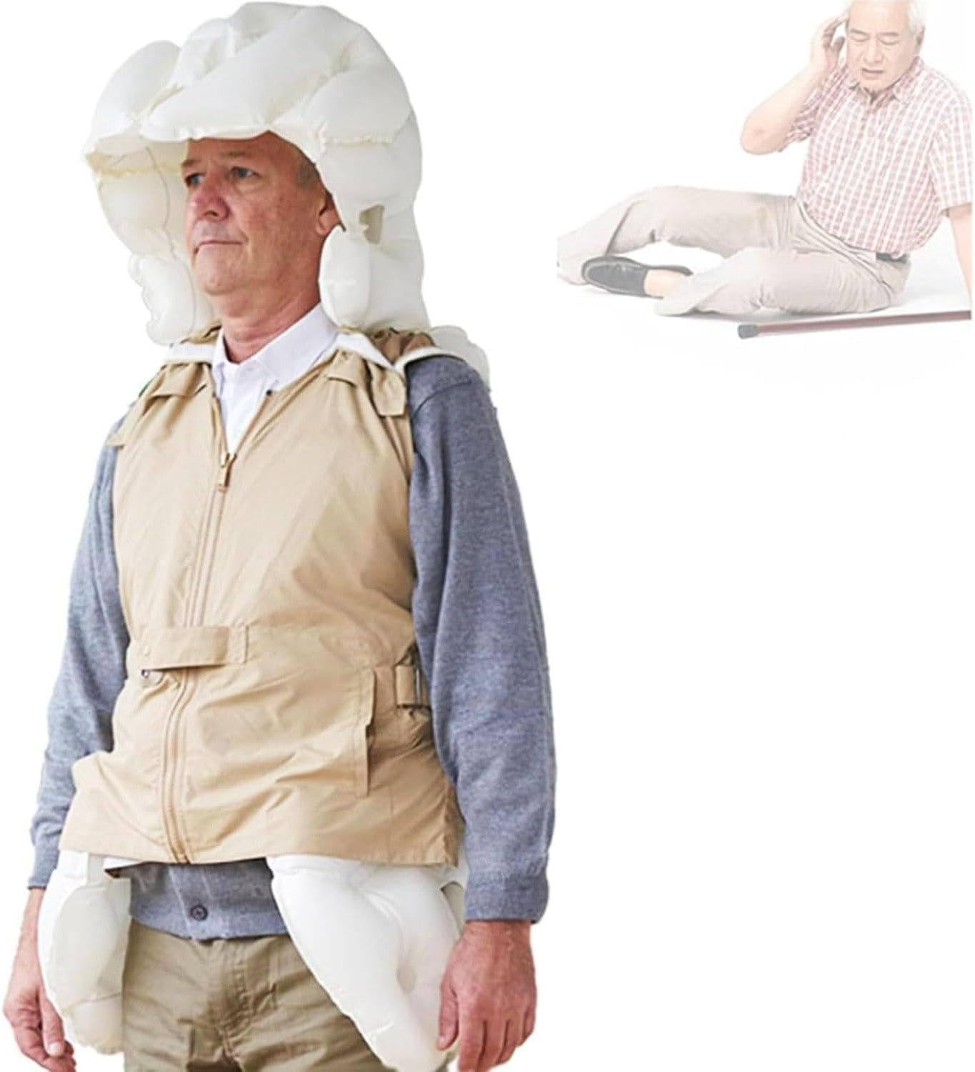 Gilet airbag Anti Chute Smart Airbag Veste,APP Suivi Sport & Surveillance Distante,Protection Complète,pour Personnes Âgées Indoor Extérieur Utilisation Malekhaki-L