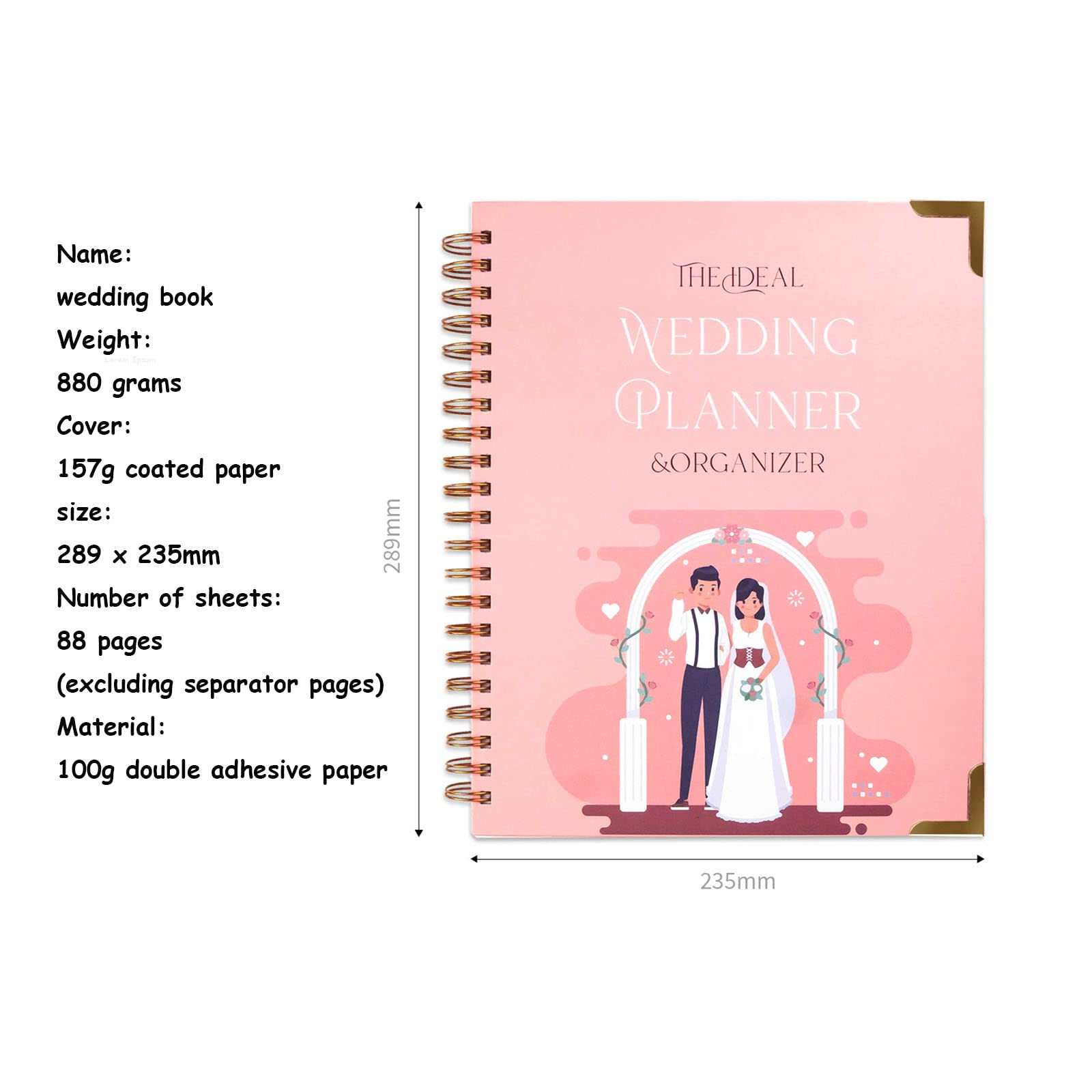 El Planificador y Organizador de Bodas Ideal Cuaderno en Espiral Diario a Rayas Planificación Detallada de Posibles Parejas,White,A4(280 * 210mm)