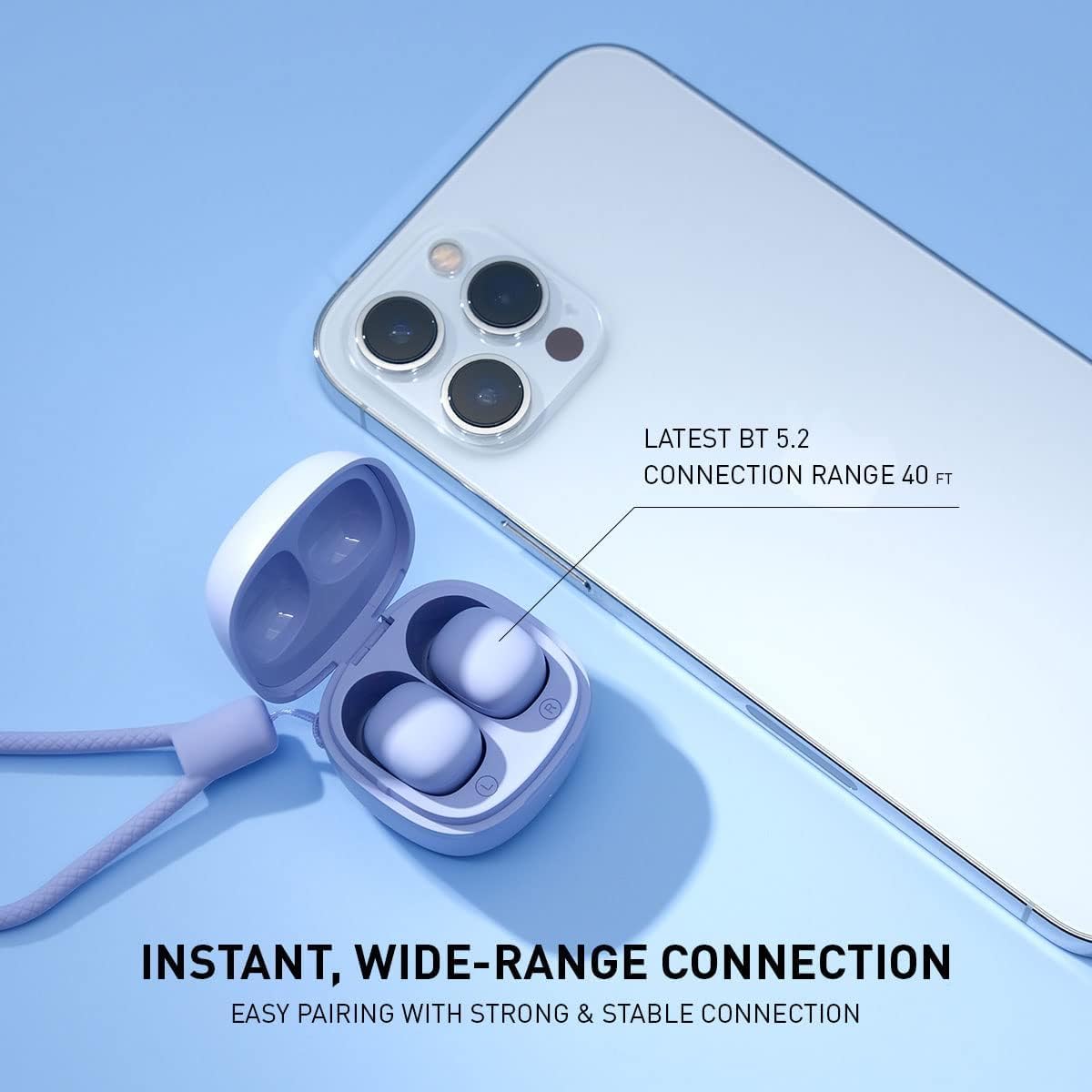 Kids Wireless Earbuds, Cute Color Ear Buds for Kids & Women, 2.5g Ultra-Light, Coin-Sized Charging Case, Bluetooth 5.4 Earphones for Workout &Outdoor, Laptop Pad Phones Compatible, Purple - Image 4