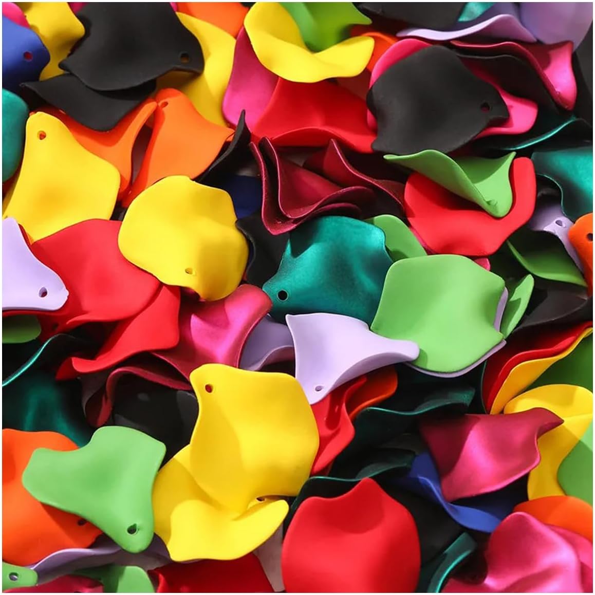 100PCS Flower Petal Beads, Acrylic Bead Charms for DIY Crafts Bracelet Necklace Earrings Jewelry Making, Colorful
